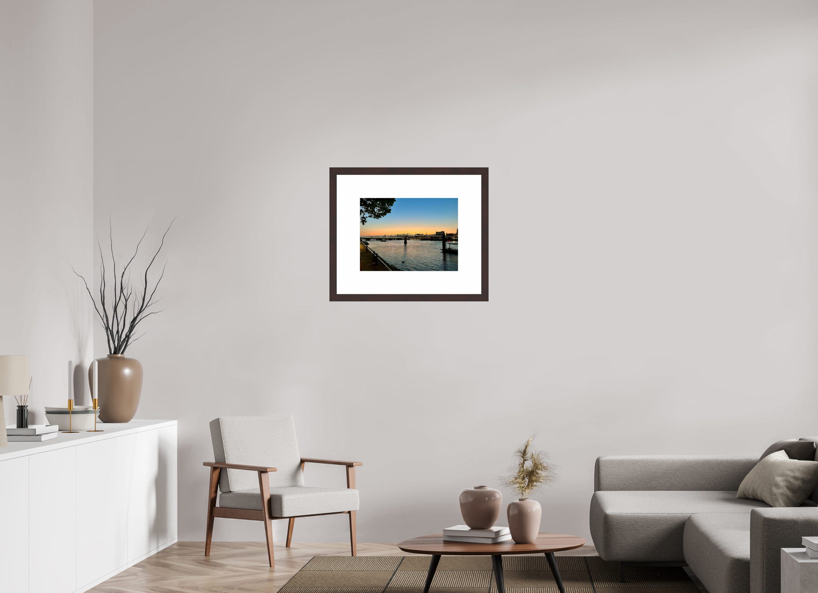 20 x 15″, Framed, Alder Brown, Color Print Thames at Dusk
