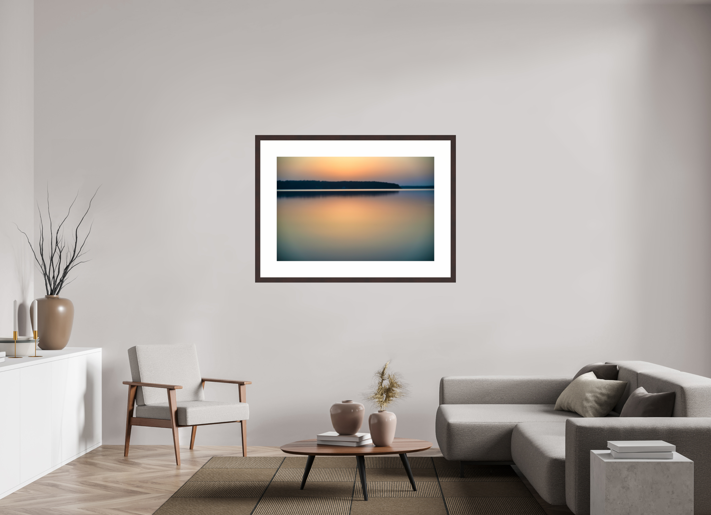 45 x 30″, Framed, Alder Brown, Color Print Sunrise, D'Arbonne Lake