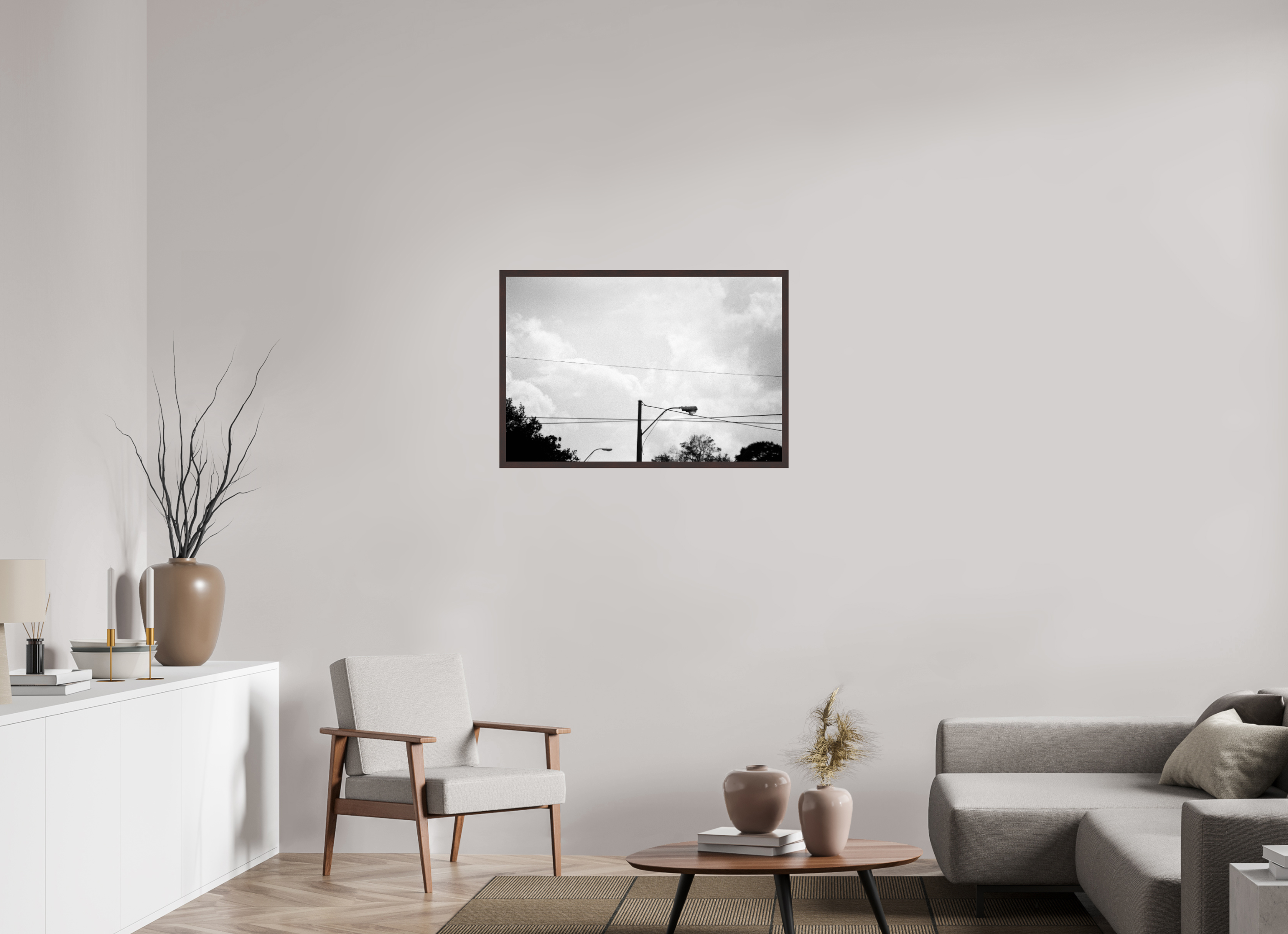 35.6 x 24″, ArtBox On Aluminum Dibond Wires and Street Lamp