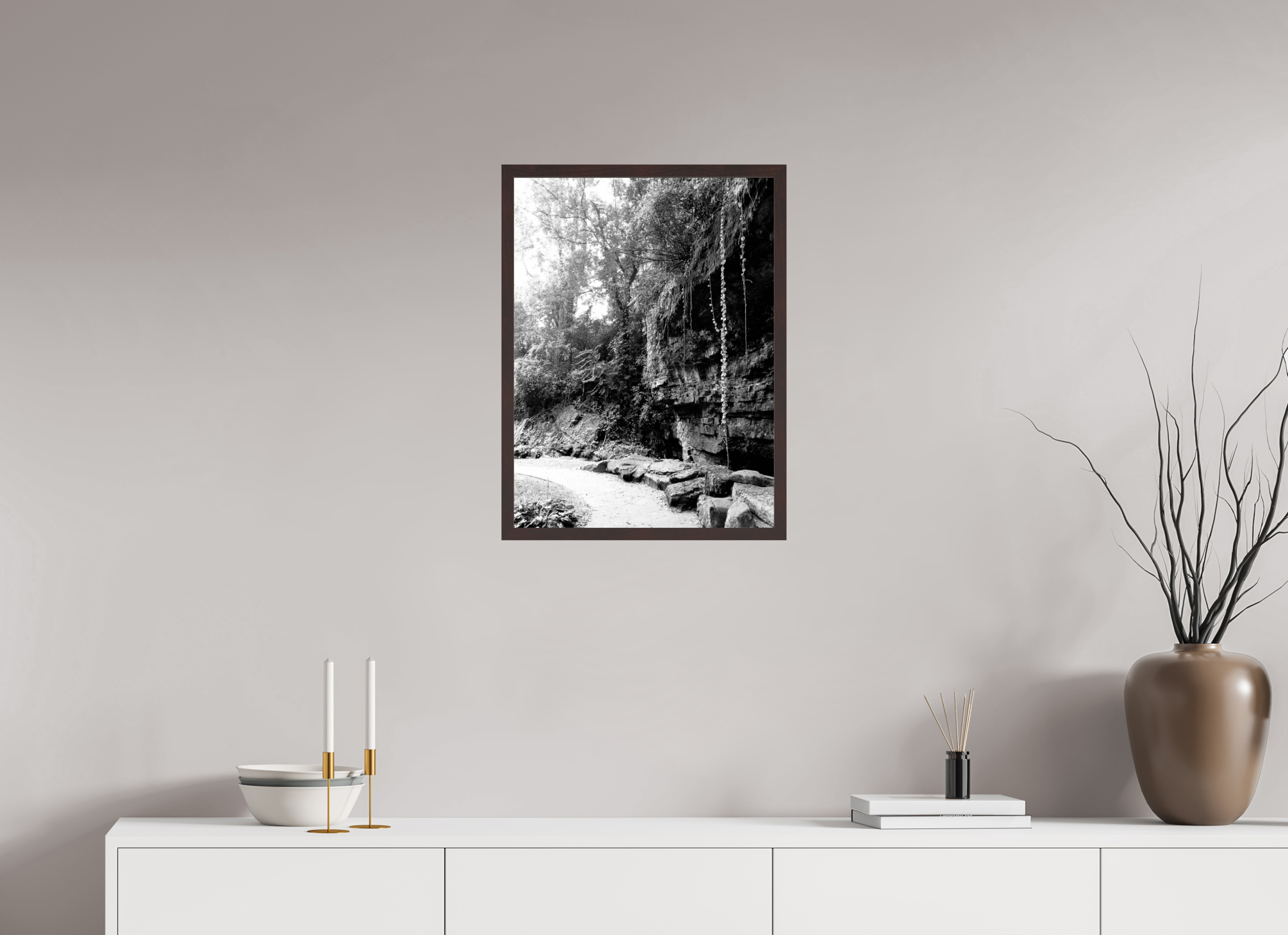 18 x 24″, ArtBox On Aluminum Dibond Vines Falling from Cliff