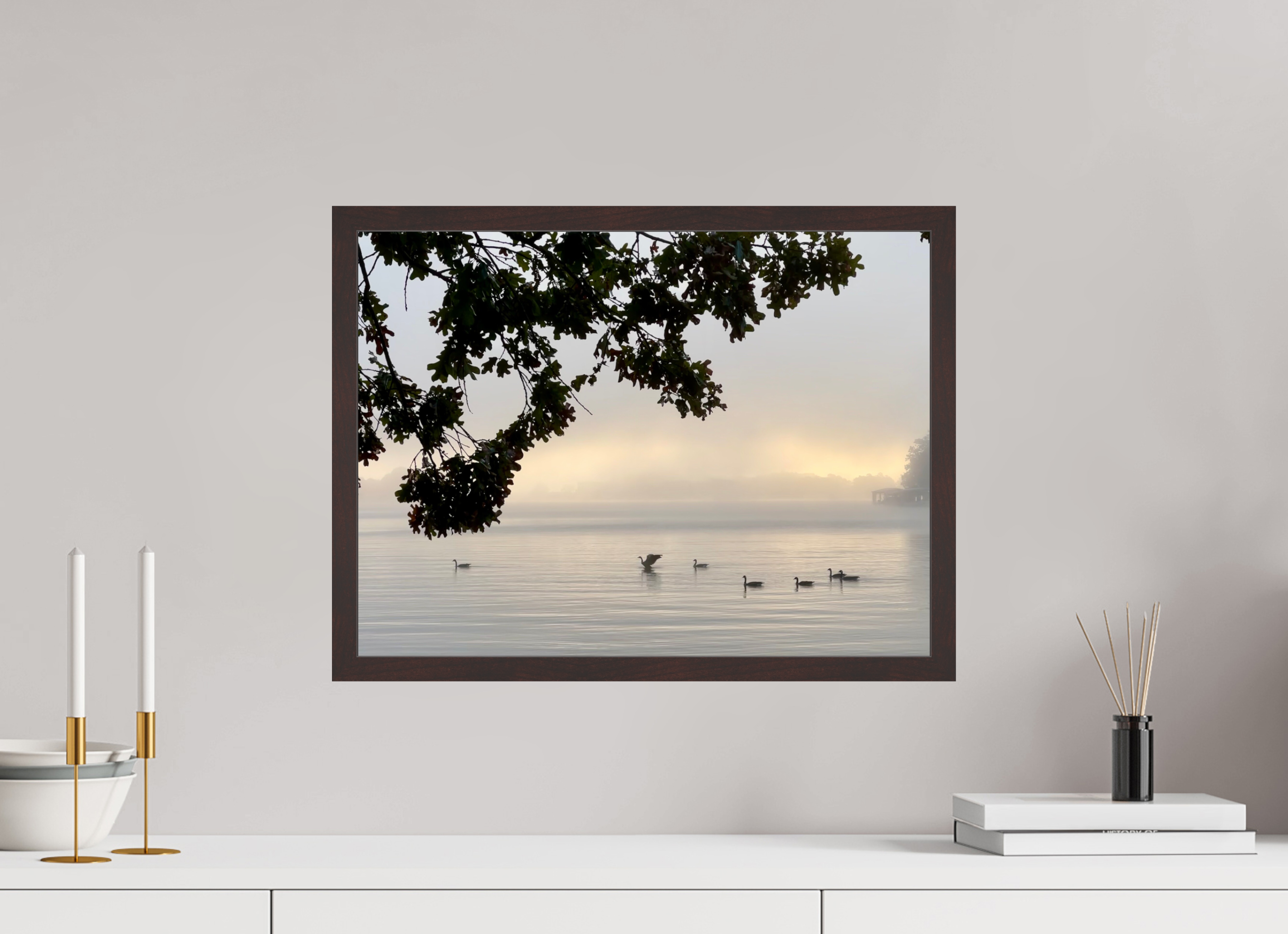 20 x 15″, ArtBox On Aluminum Dibond Geese at Sunrise