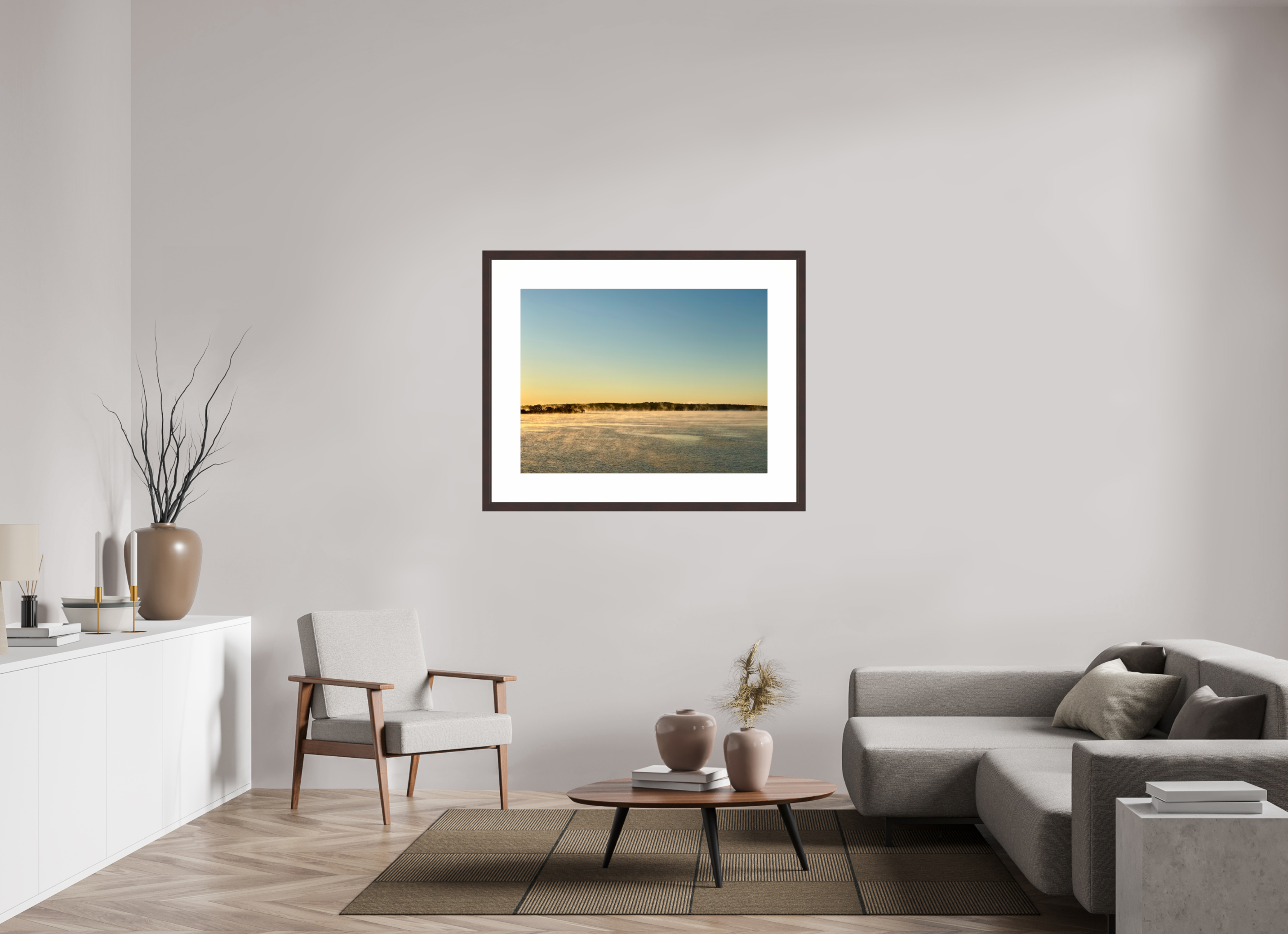 40 x 30″, Framed, Alder Brown, Color Print Sunrise, Percy Priest Lake