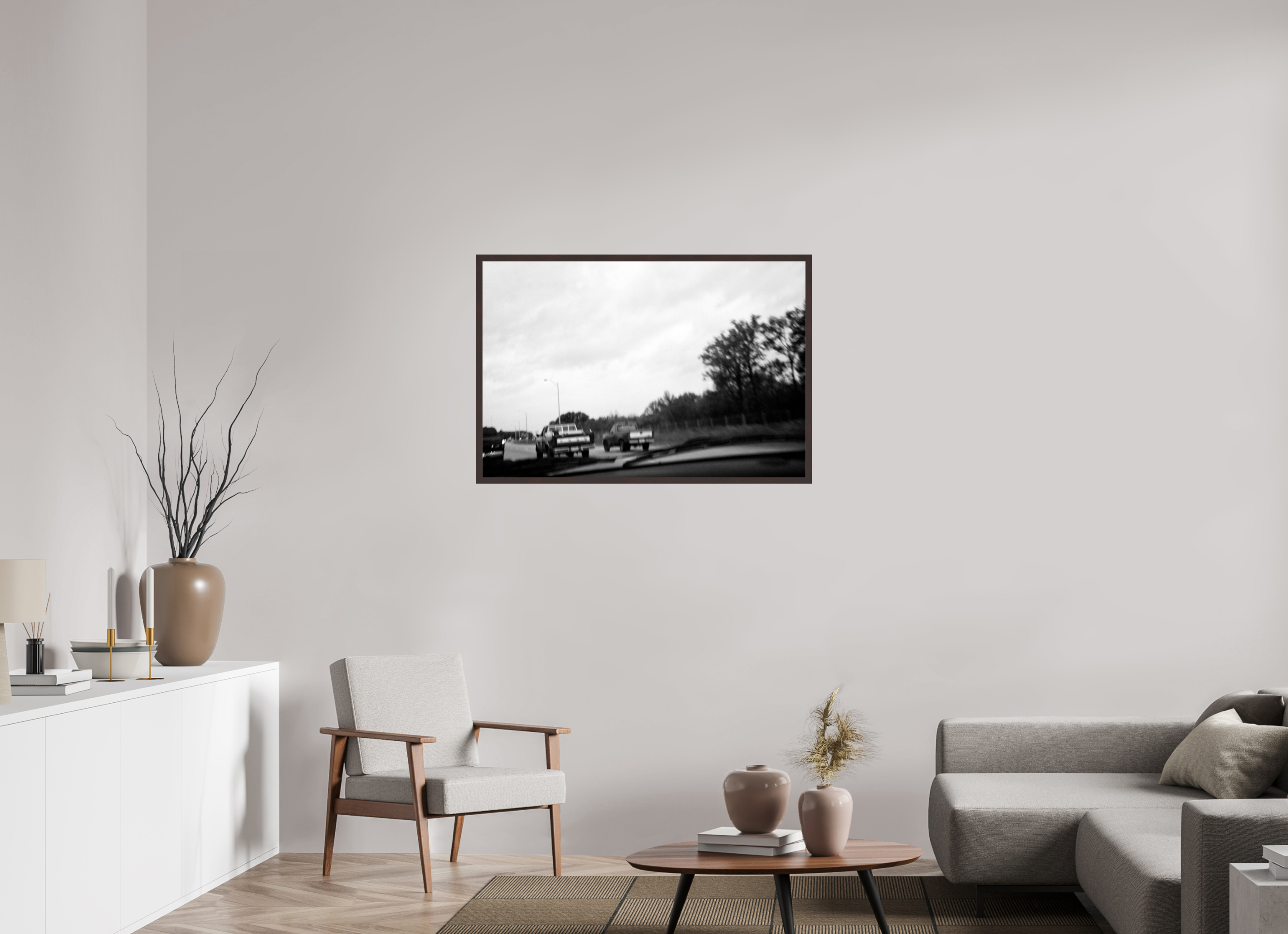 41.5 x 28″, ArtBox On Aluminum Dibond Three Trucks