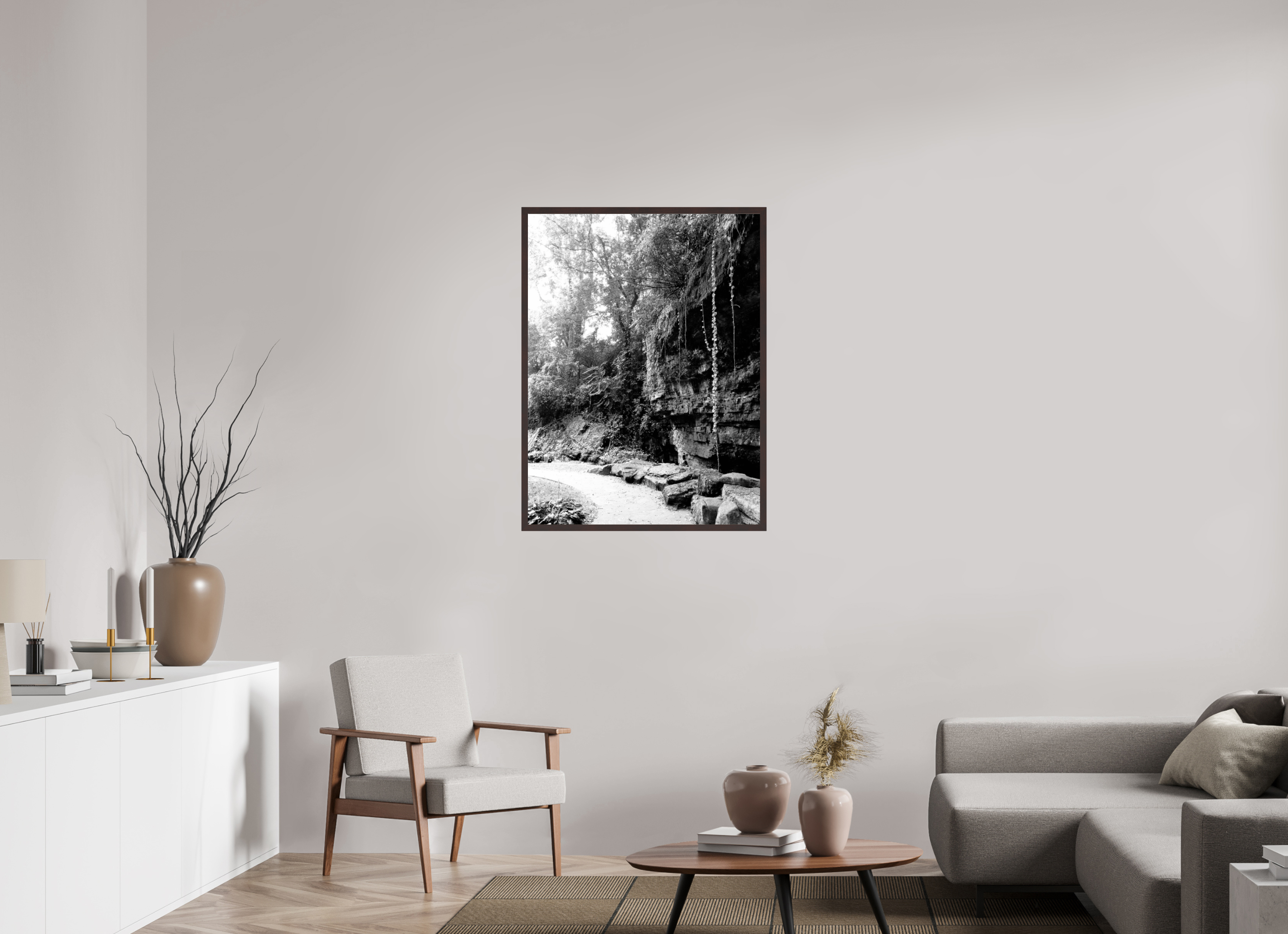 30 x 40″, ArtBox On Aluminum Dibond Vines Falling from Cliff