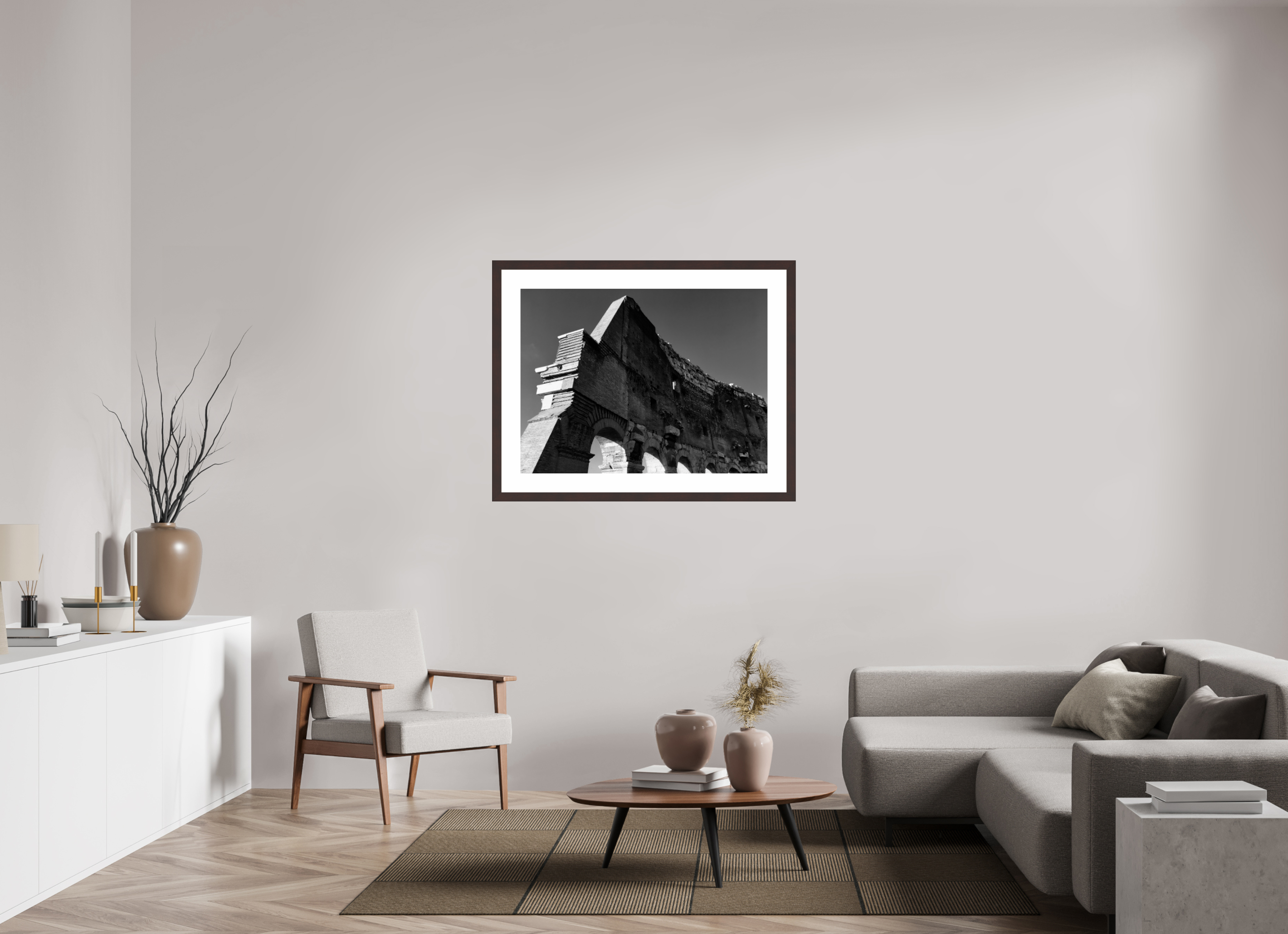 40 x 30″, Framed, Alder Brown, B&W Print Colosseum