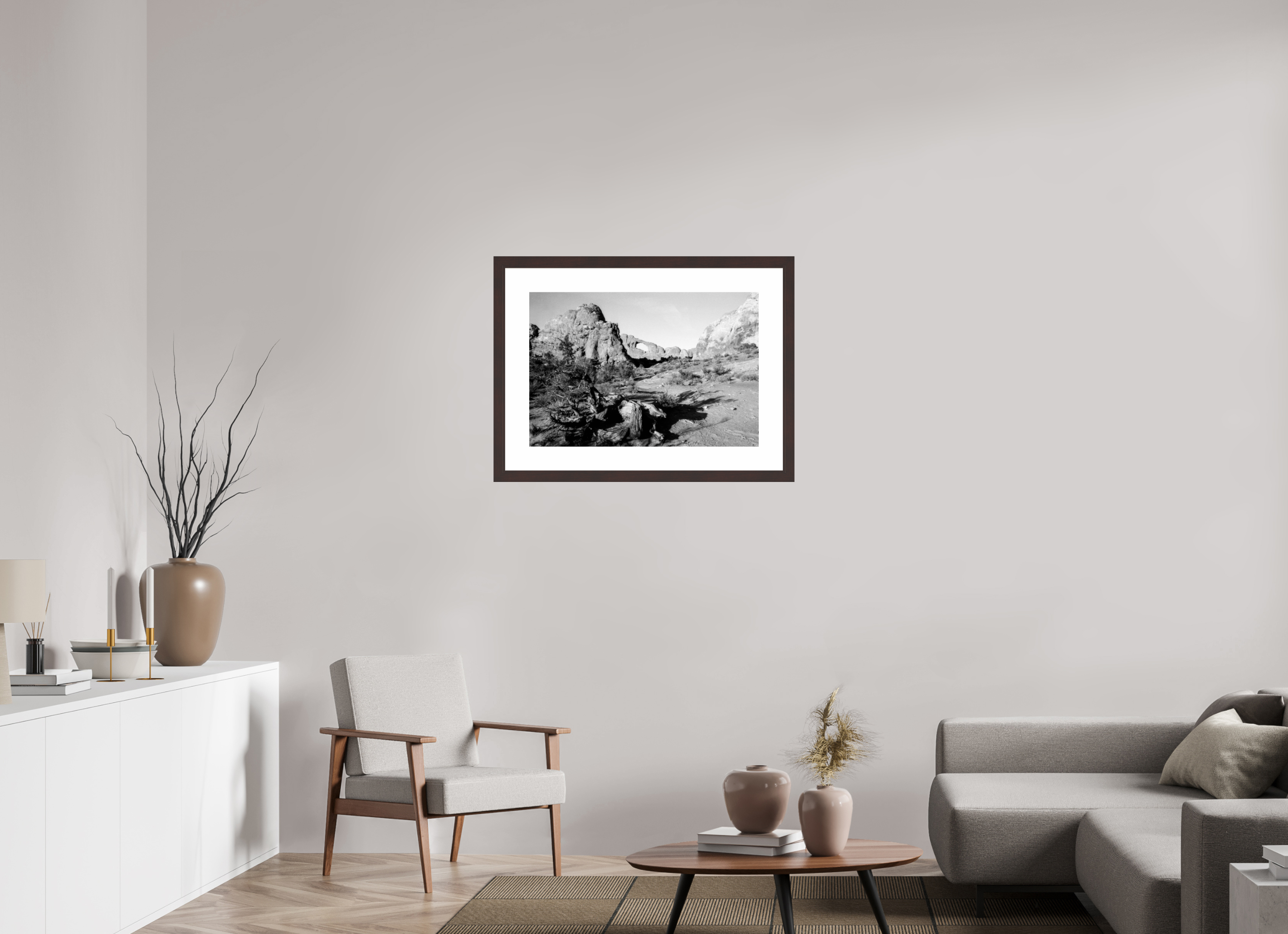 29.5 x 20″, Framed, Alder Brown, B&W Print Skyline Arch