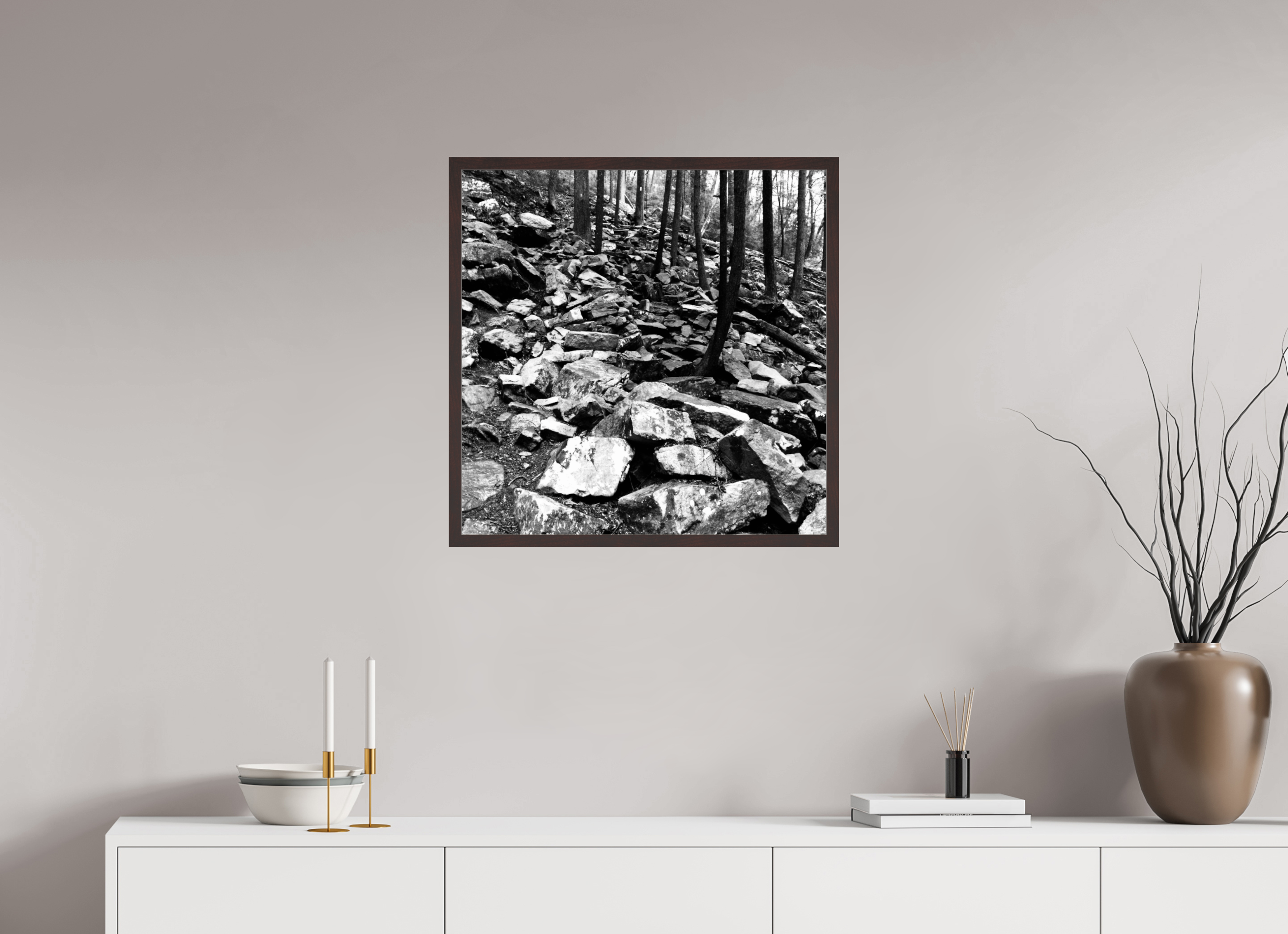 25 x 25″, ArtBox On Aluminum Dibond Rocky Hillside