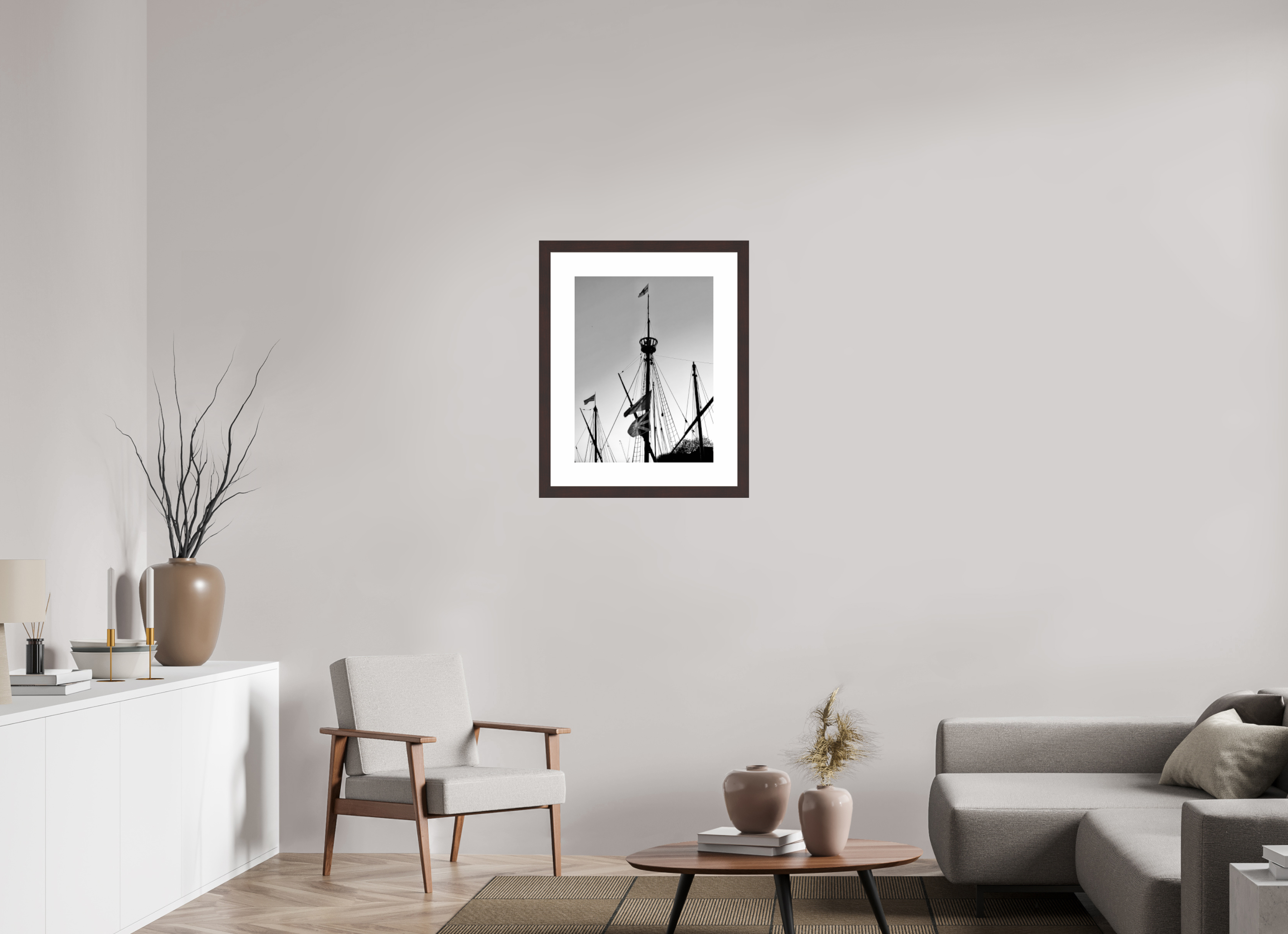 18 x 24″, Framed, Alder Brown, B&W Print Masts
