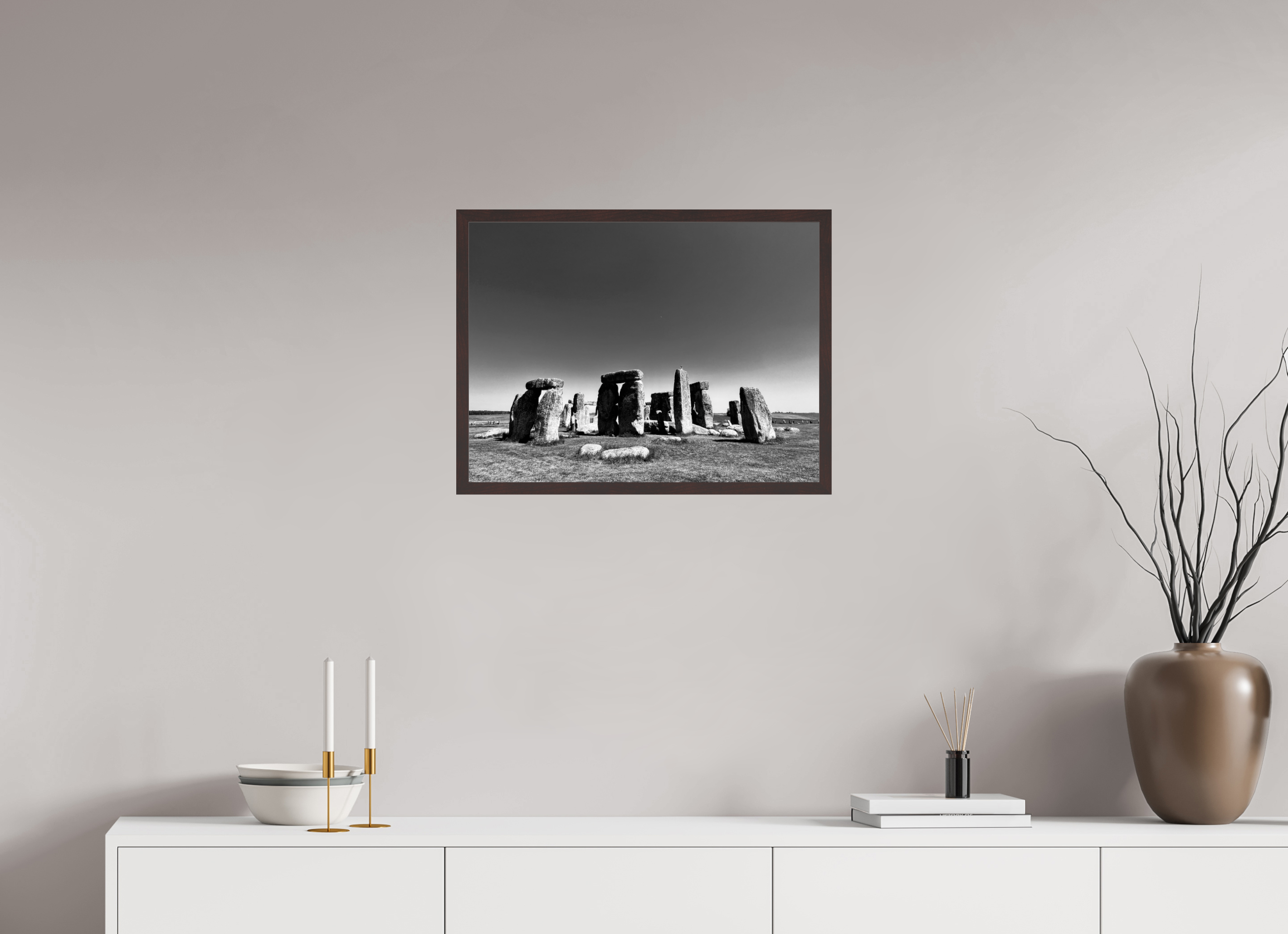 24 x 18″, ArtBox On Aluminum Dibond Stonehenge (B&W, Variation 4)