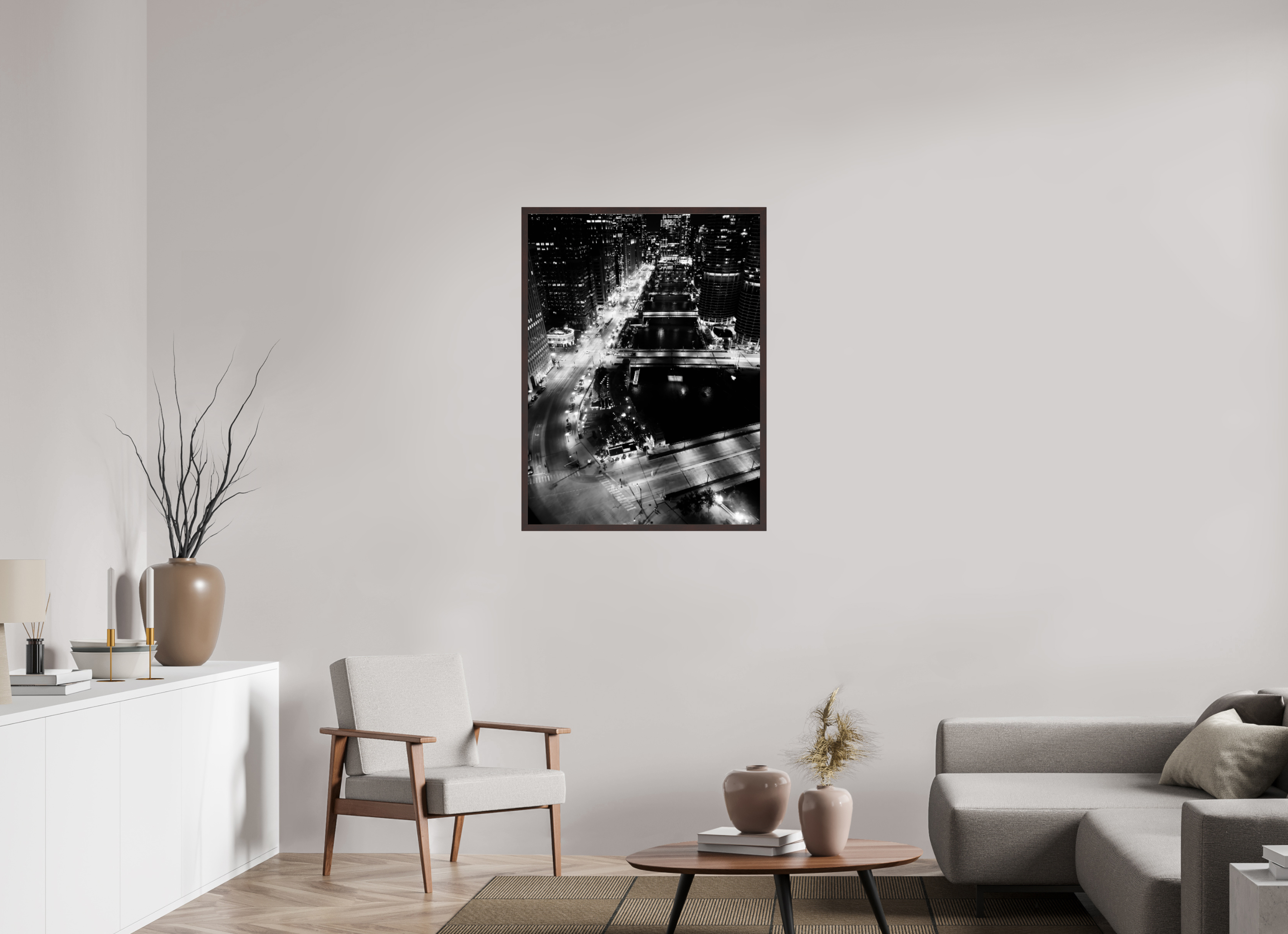 30 x 40″, ArtBox On Aluminum Dibond Chicago River, Night