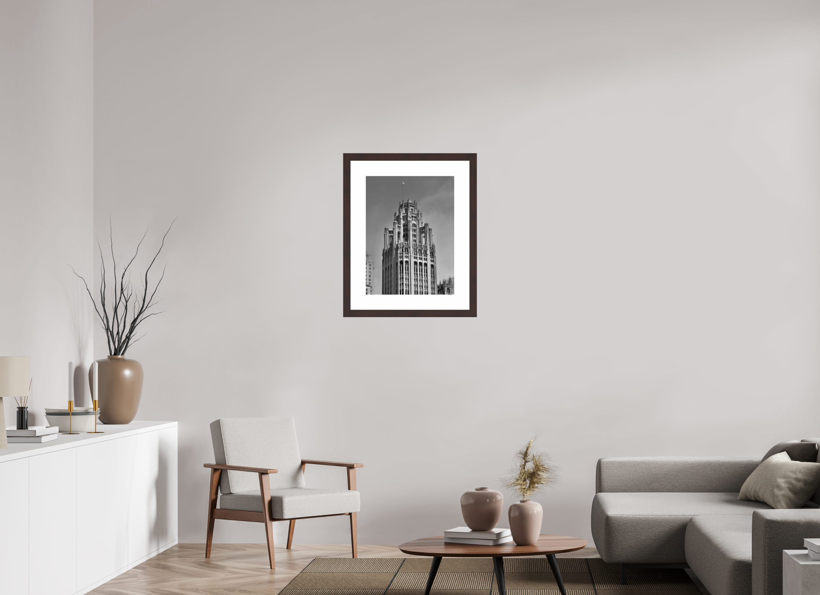 18 x 24″, Framed, Alder Brown, B&W Print Tribune Tower