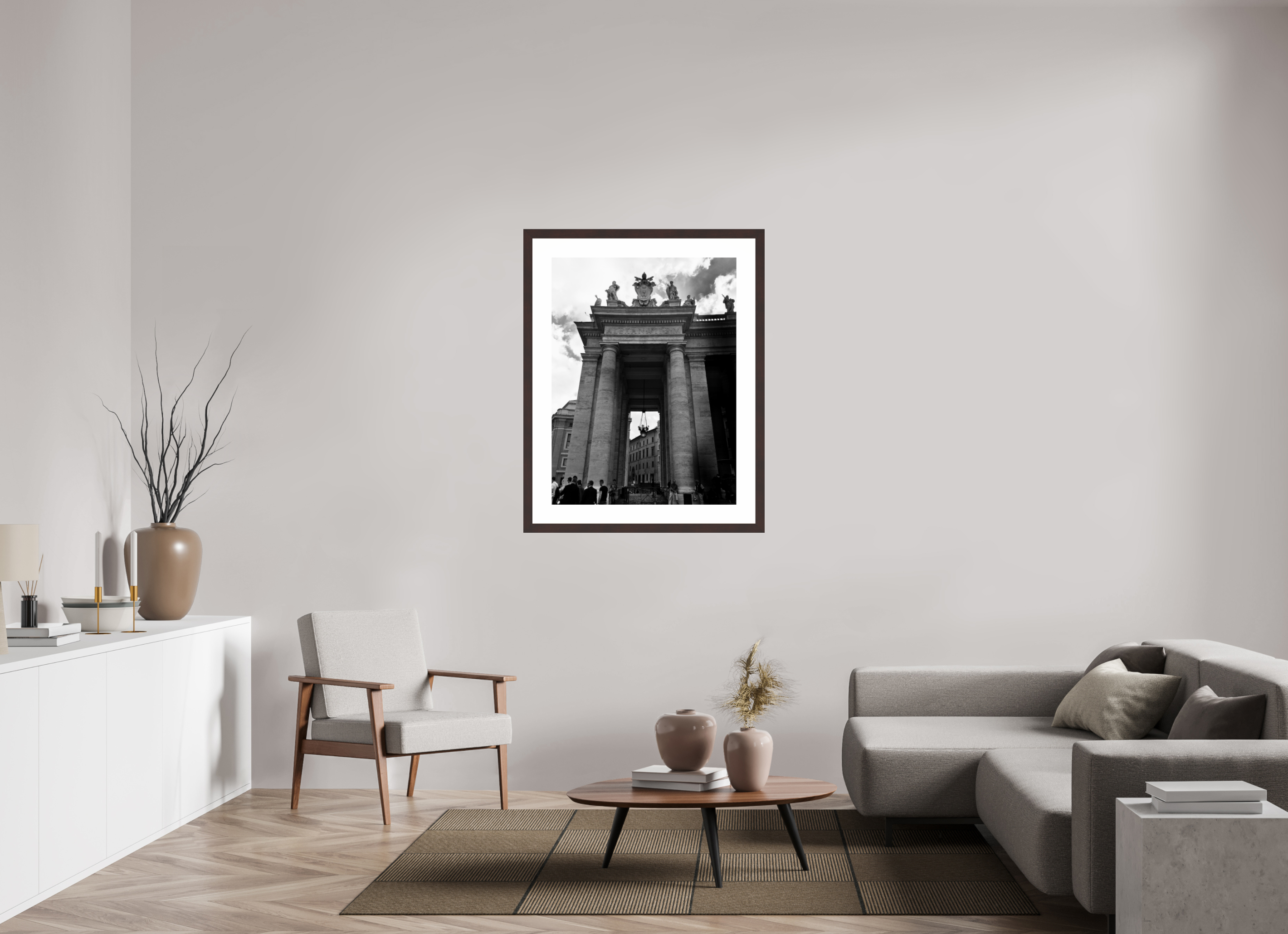 30 x 40″, Framed, Alder Brown, B&W Print Piazza San Pietro