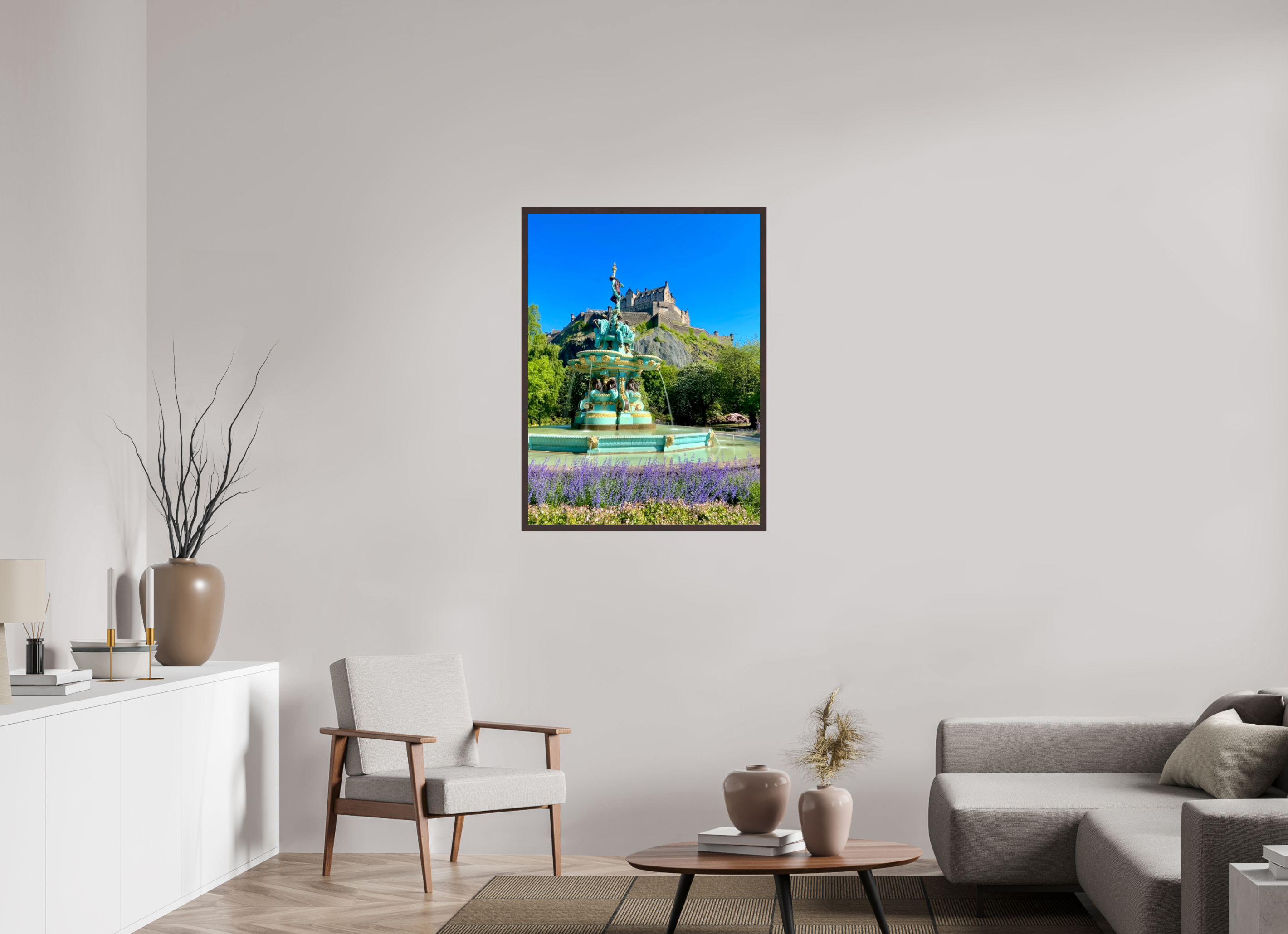 30 x 40″, ArtBox On Aluminum Dibond Ross Fountain / Edinburgh Castle