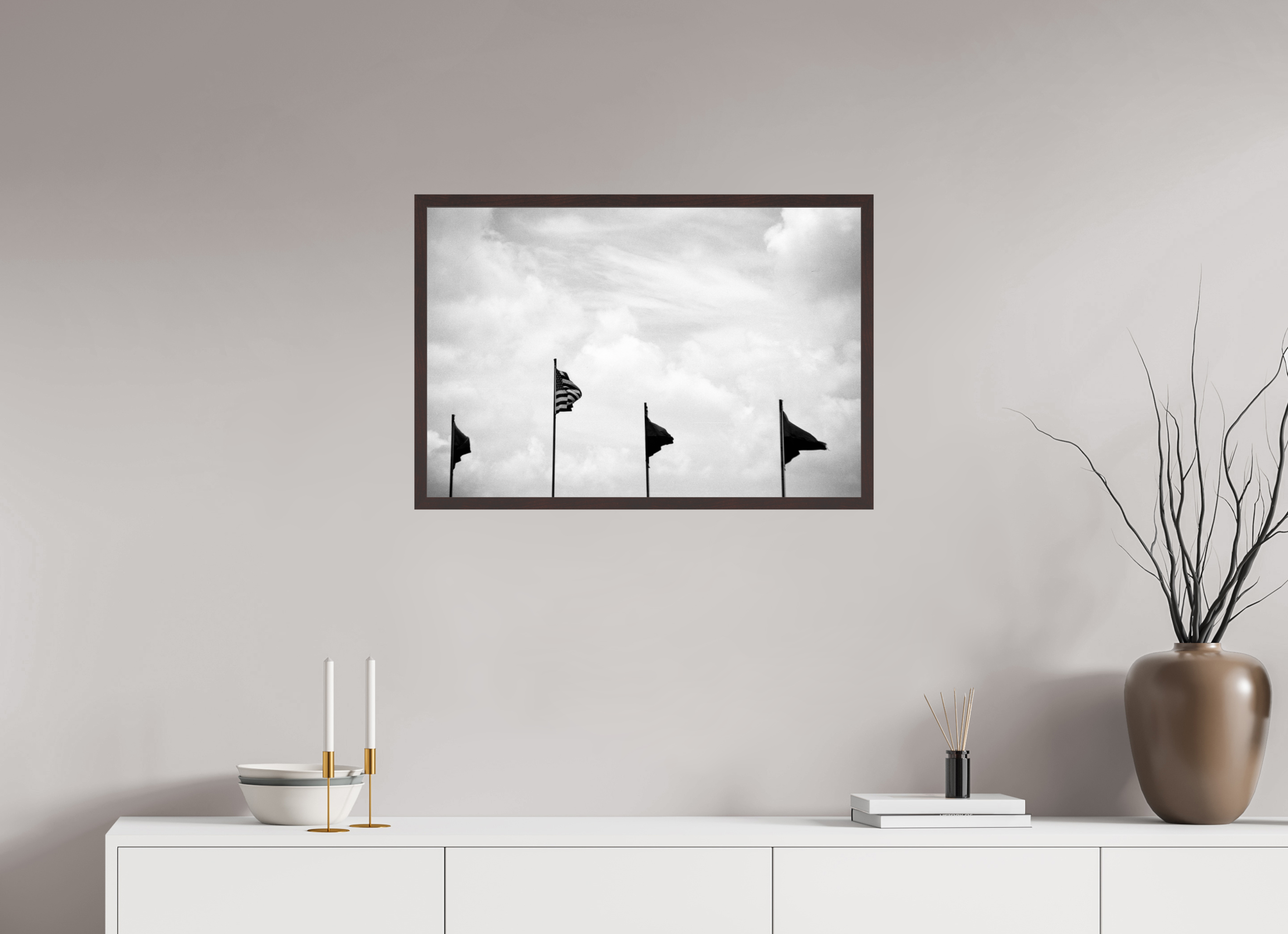 29.6 x 20″, ArtBox On Aluminum Dibond Four Flags