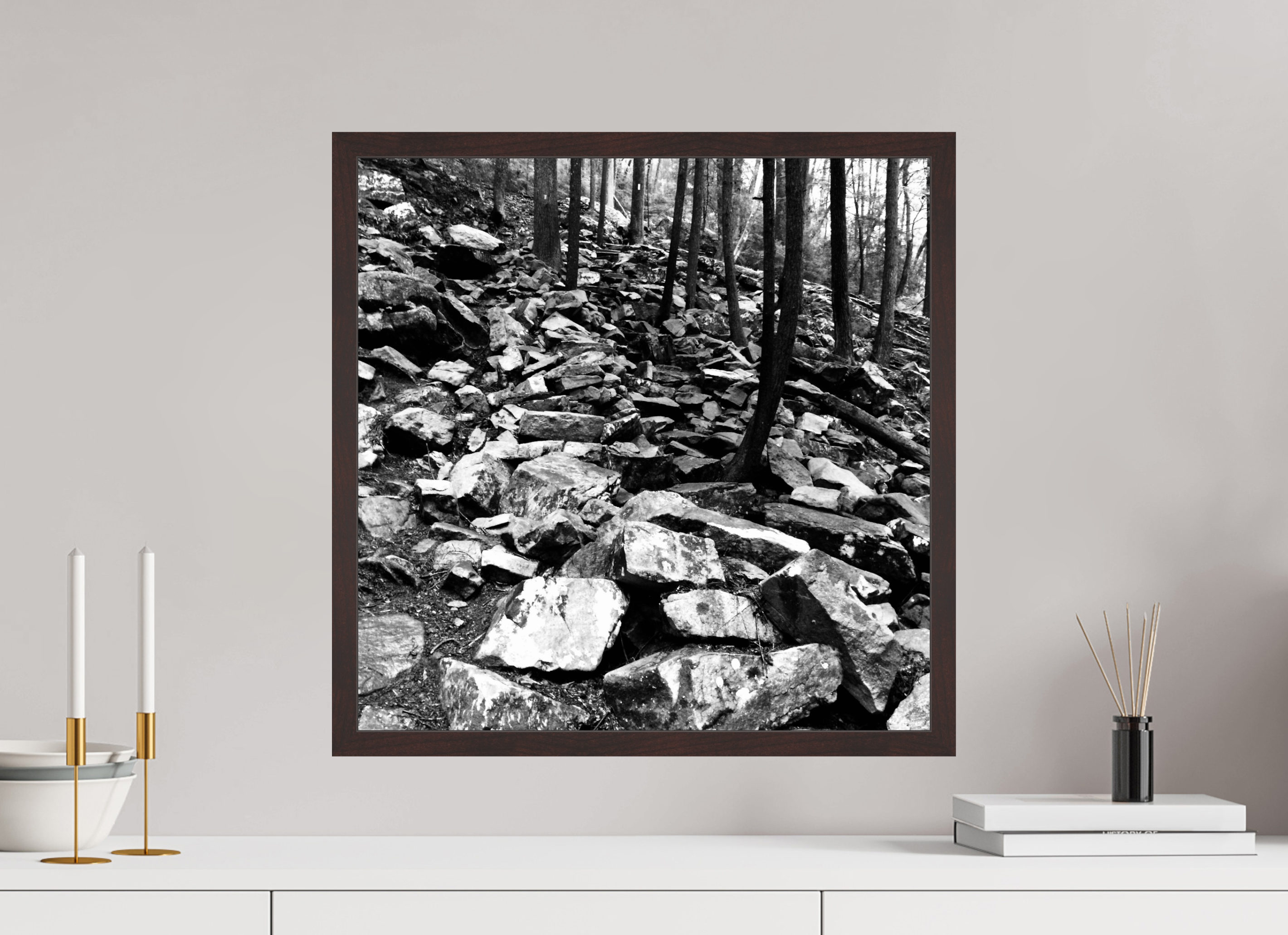 20 x 20″, ArtBox On Aluminum Dibond Rocky Hillside