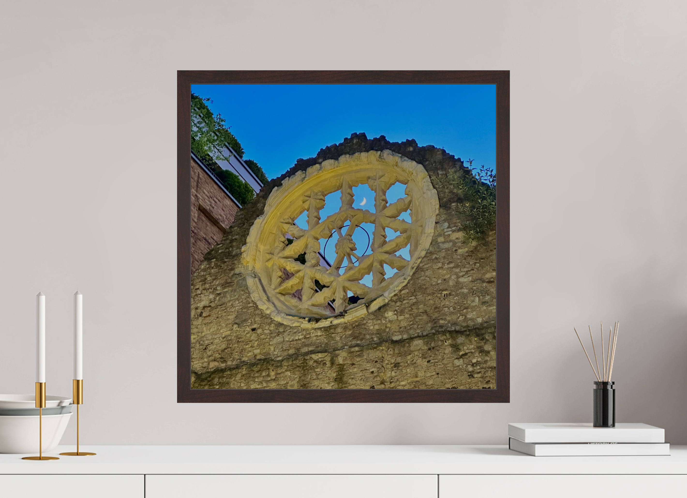 20 x 20″, ArtBox On Aluminum Dibond Framed Moon Along Thames Path
