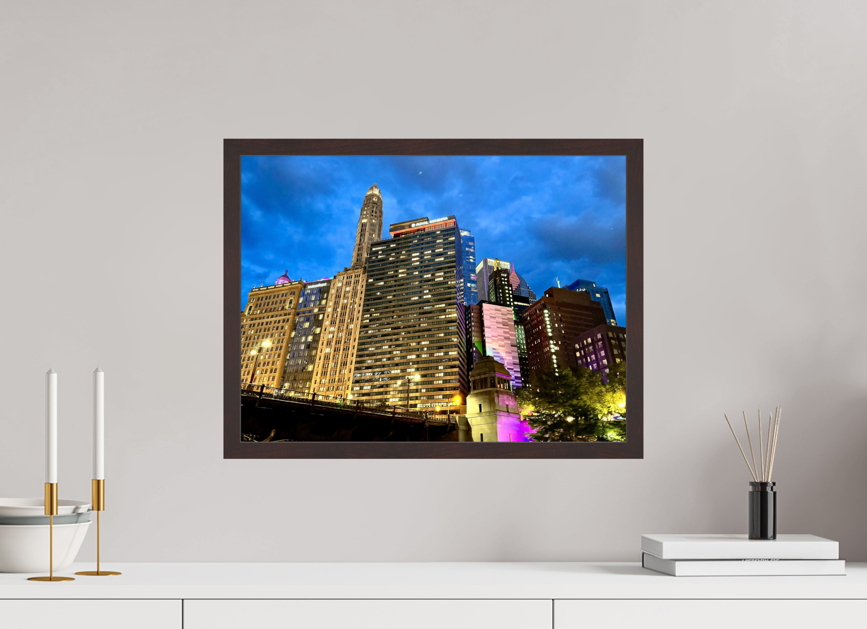 20 x 15″, ArtBox On Aluminum Dibond Skyscrapers, Dusk