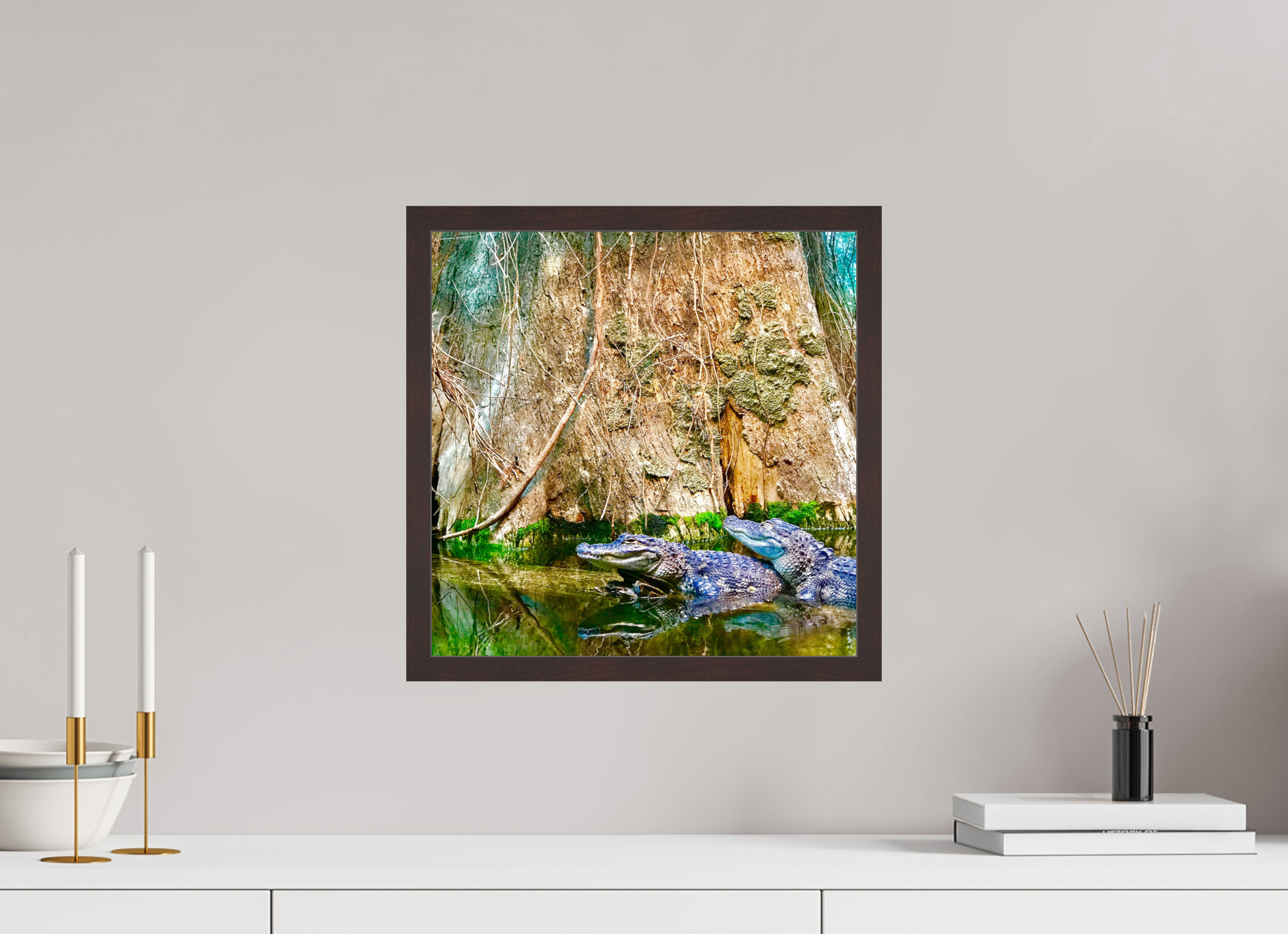 15 x 15″, ArtBox On Aluminum Dibond Alligators
