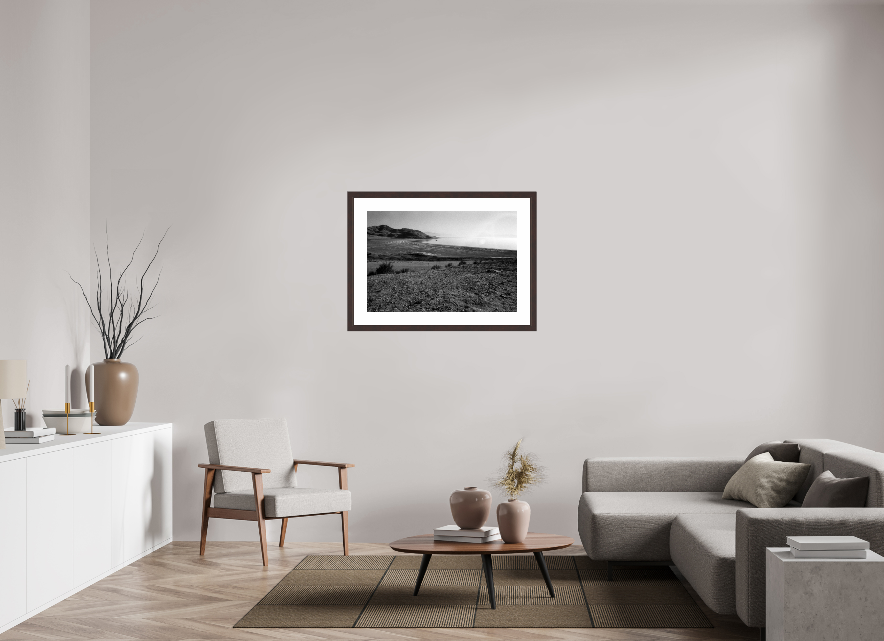 35.5 x 24″, Framed, Alder Brown, B&W Print Salt Lake