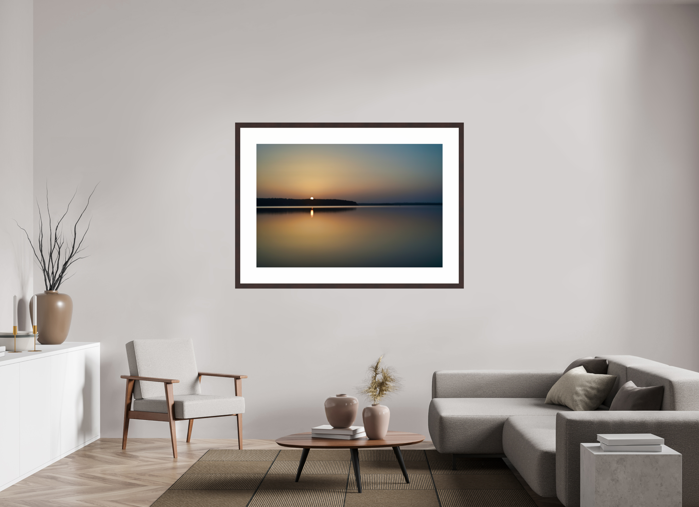 54 x 36″, Framed, Alder Brown, Color Print Sunrise, D'Arbonne Lake