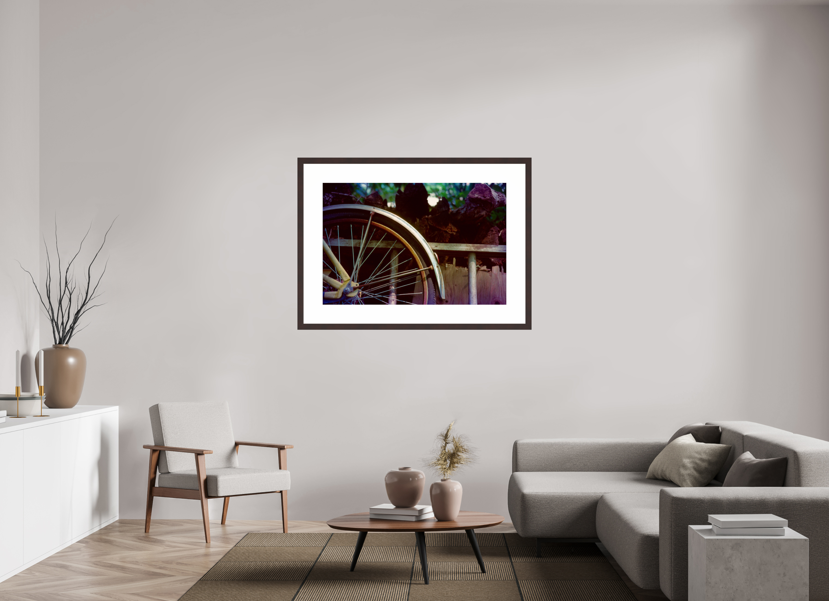 45 x 30″, Framed, Alder Brown, Color Print Bicycle and Ladder