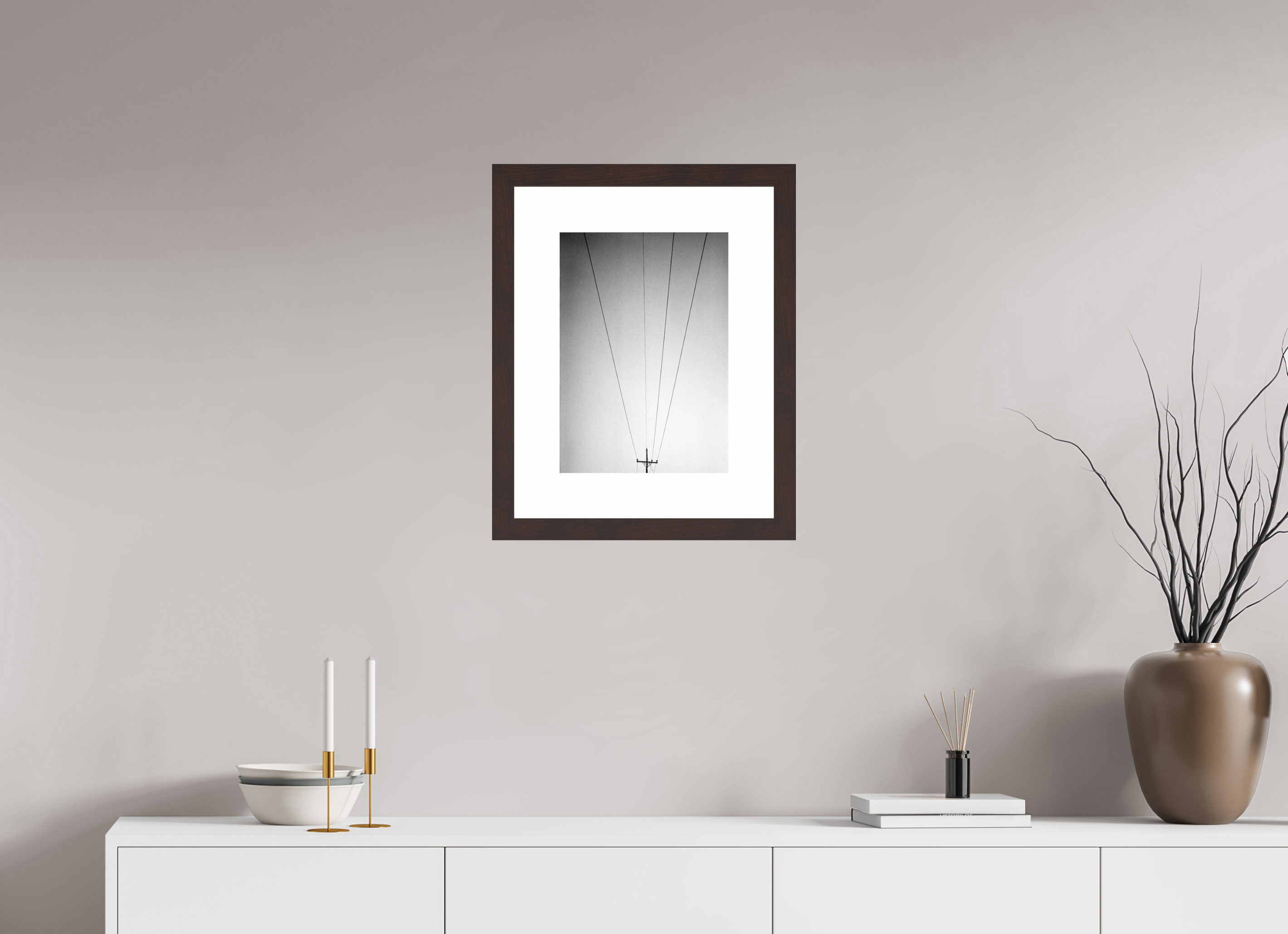ISO A3 (29,7 x 42 cm), Framed, Alder Brown, B&W Print Lines