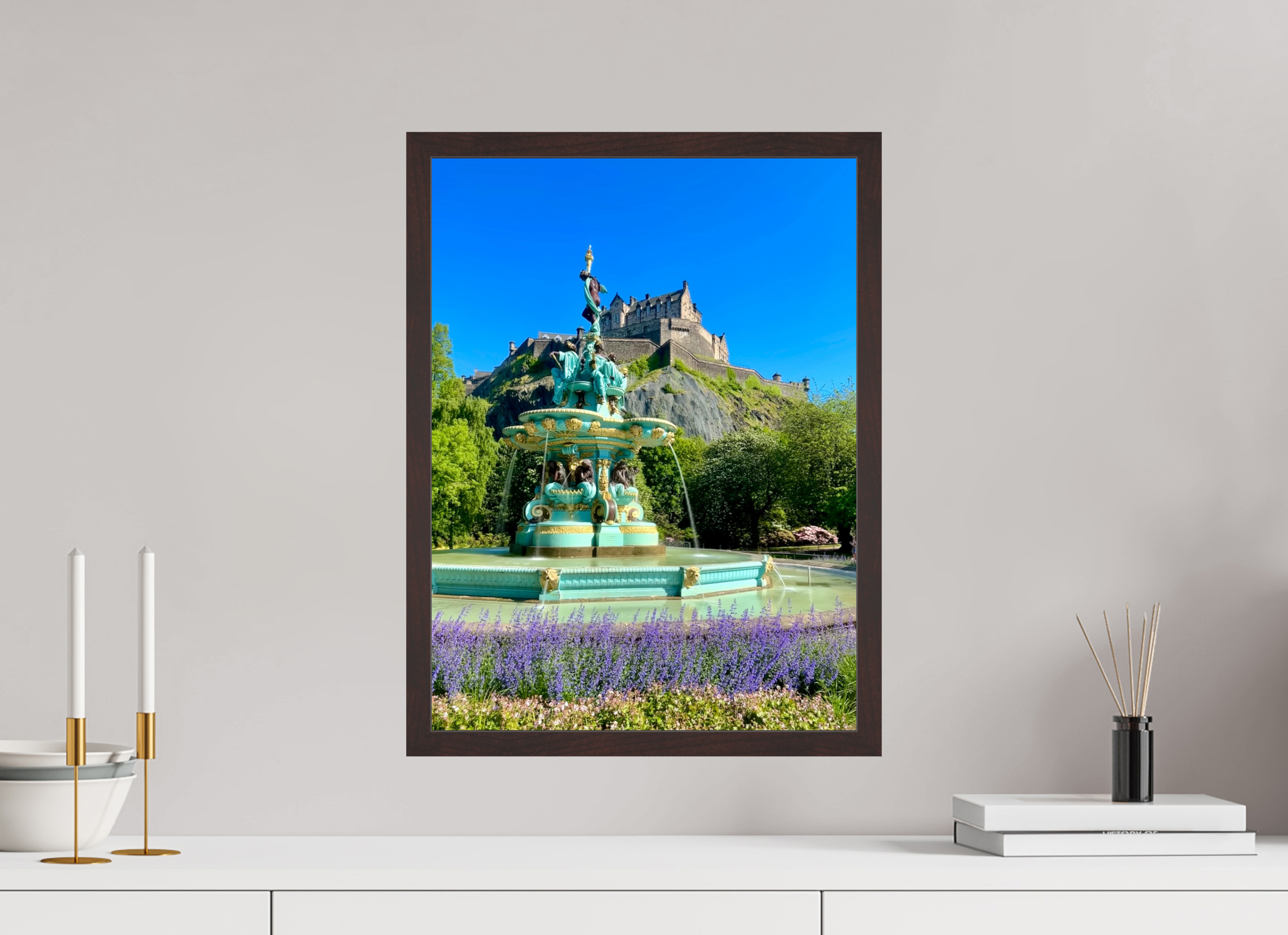 15 x 20″, ArtBox On Aluminum Dibond Ross Fountain / Edinburgh Castle