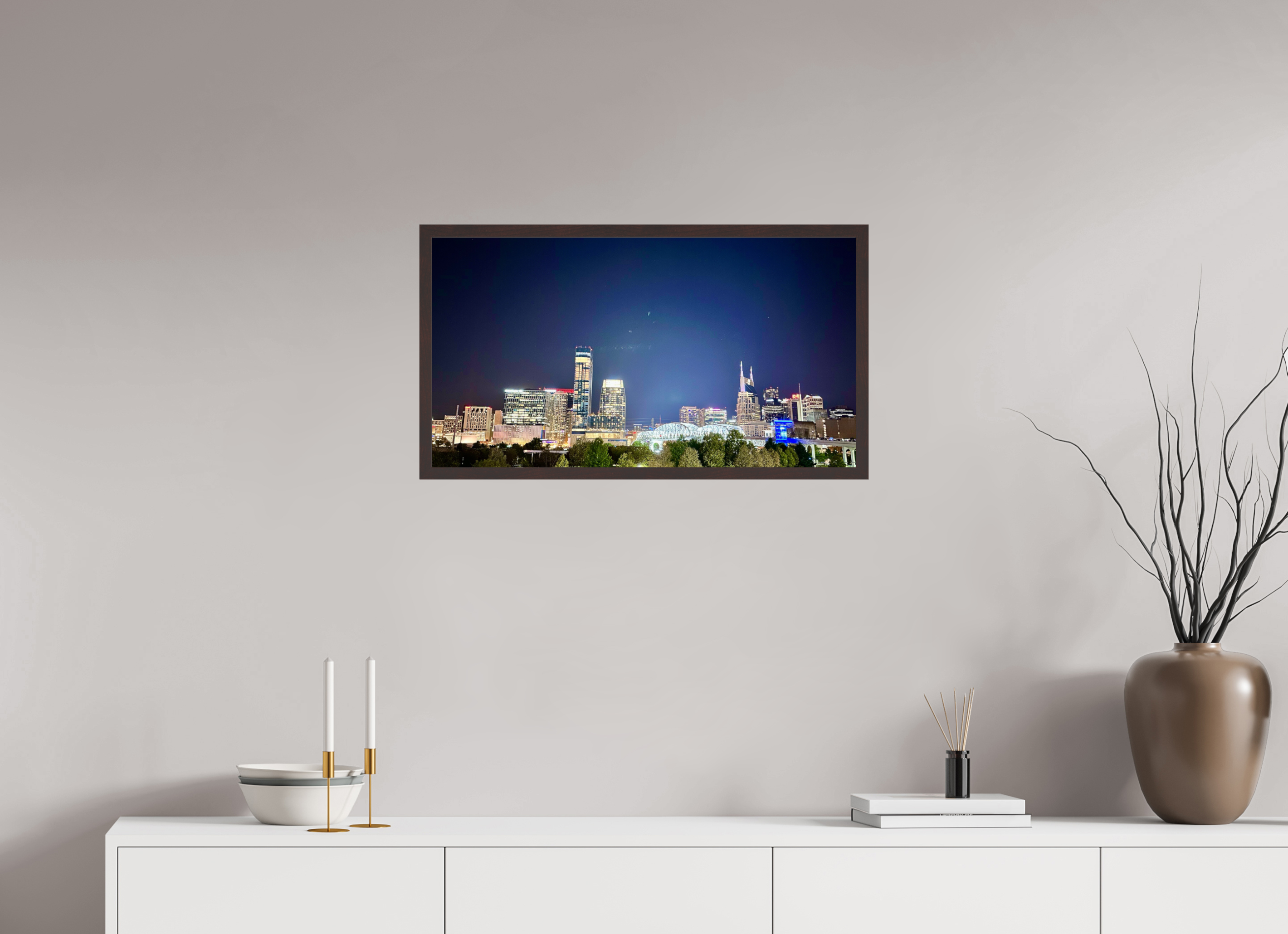28.9 x 16″, ArtBox On Aluminum Dibond Nashville at Night
