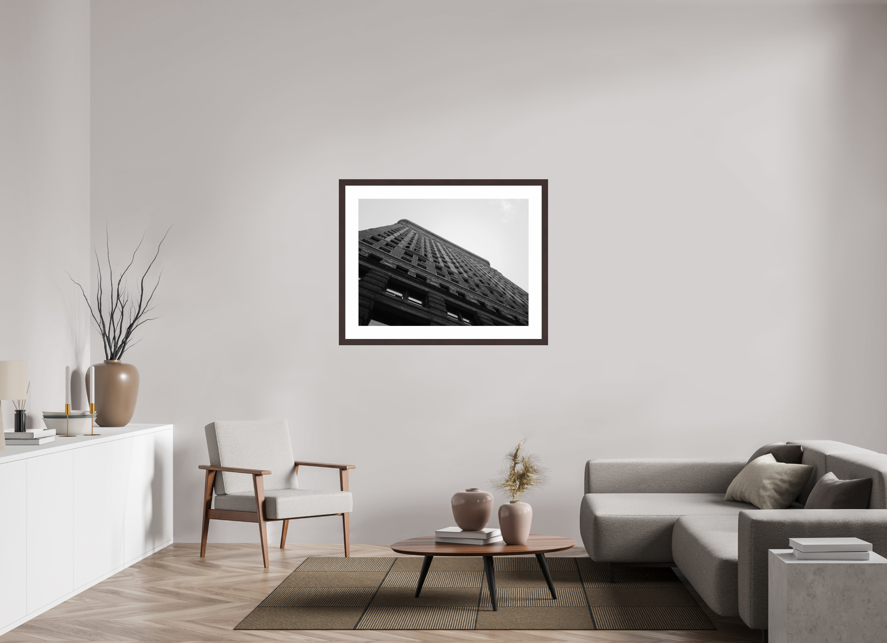 40 x 30″, Framed, Alder Brown, B&W Print The Flatiron (B&W)