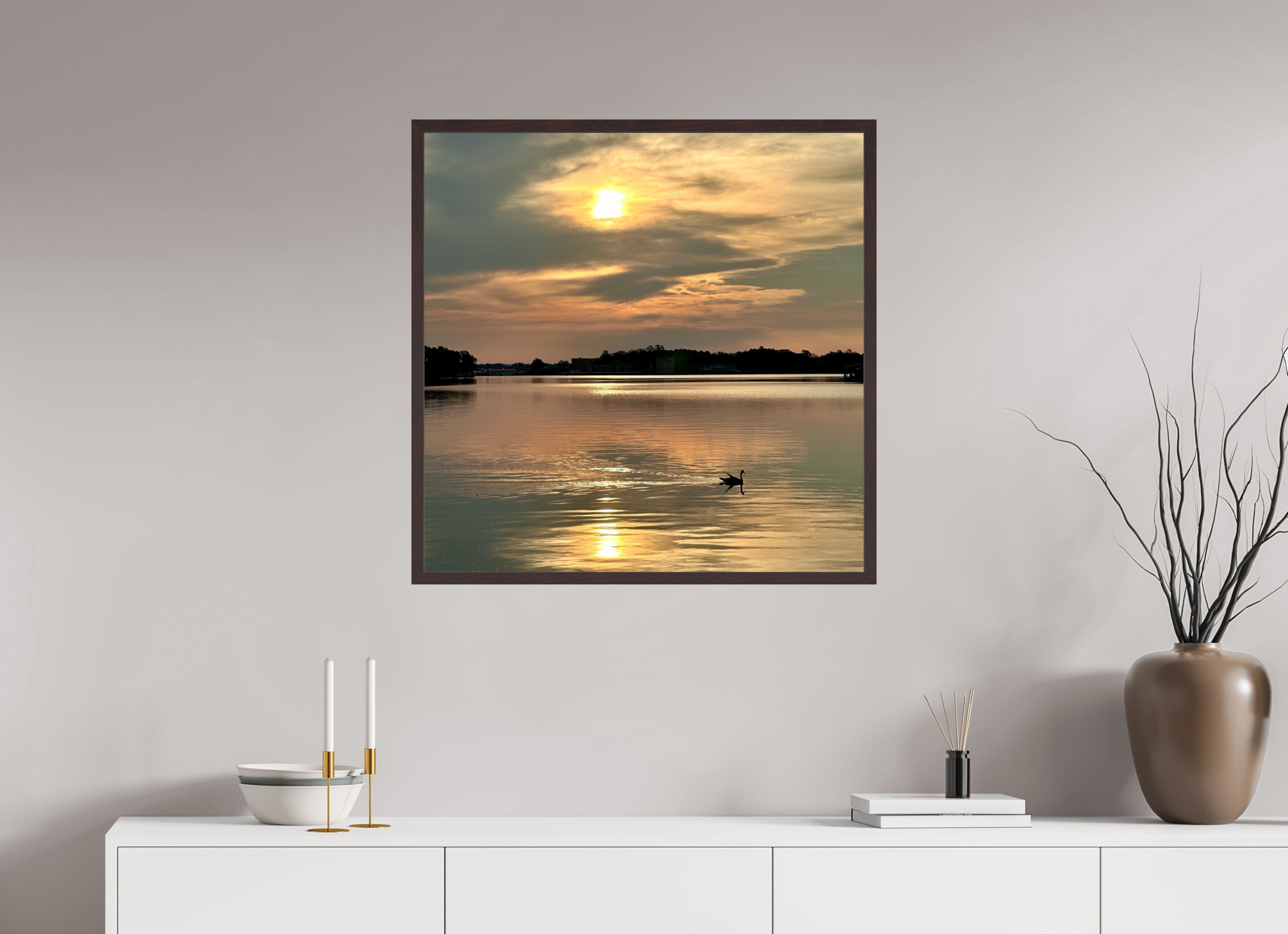 30 x 30″, ArtBox On Aluminum Dibond Goose Crossing Lake Hamilton