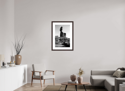 20 x 29.6″, Framed, Alder Brown, B&W Print Balanced Rock