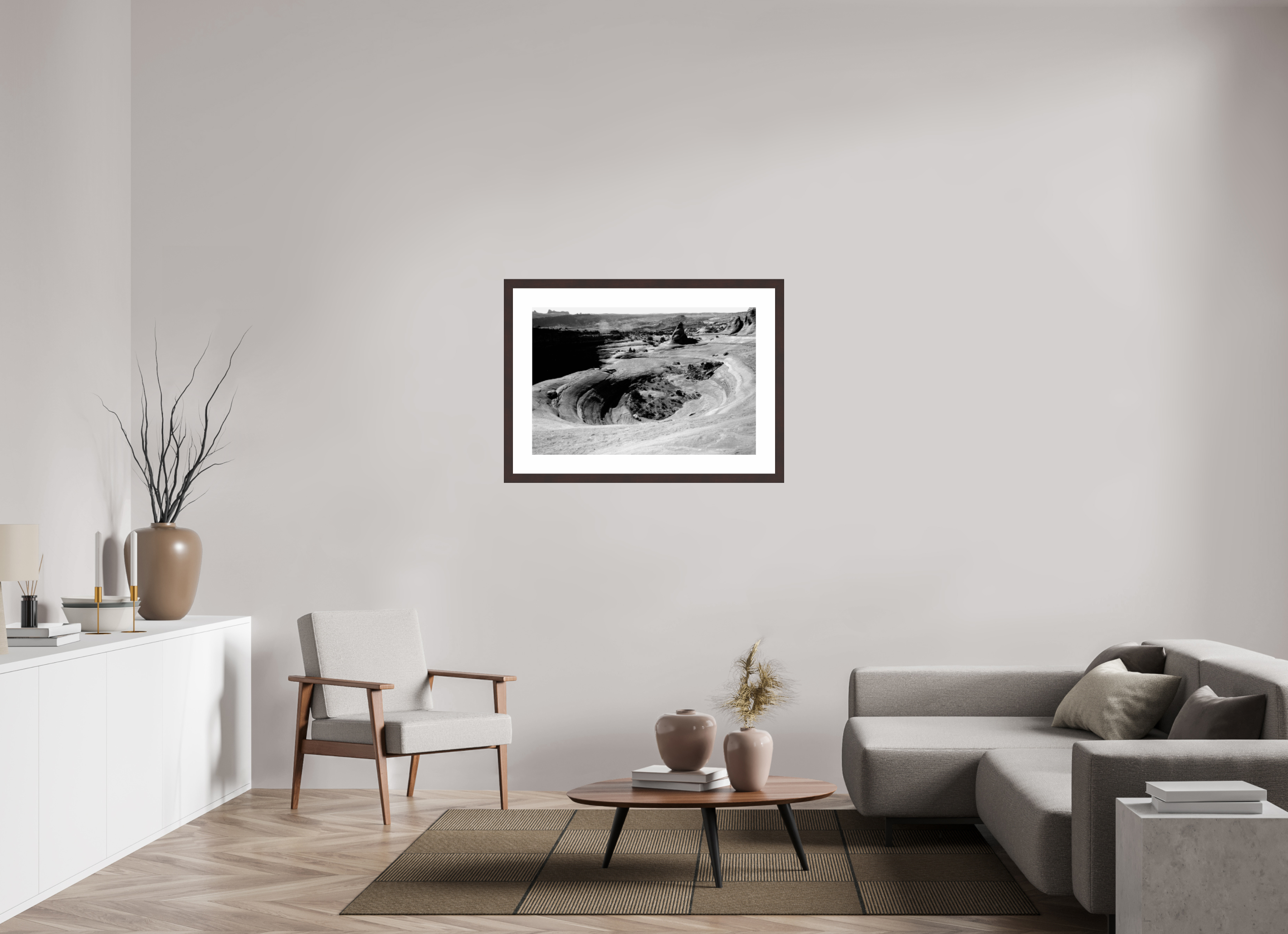 36.3 x 24″, Framed, Alder Brown, B&W Print Bowl Formation