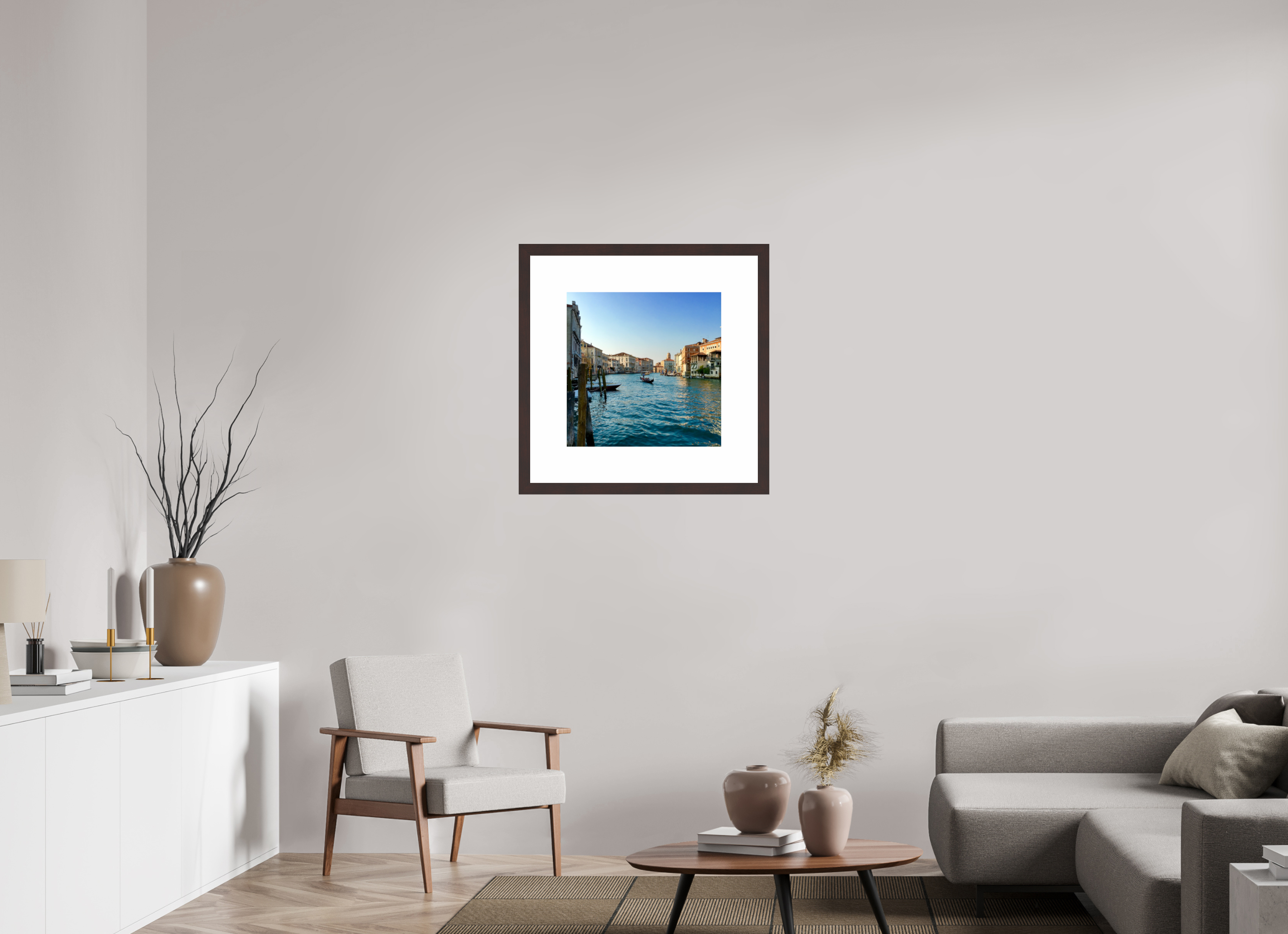 20 x 20″, Framed, Alder Brown, Color Print Gondelet on Grand Canal