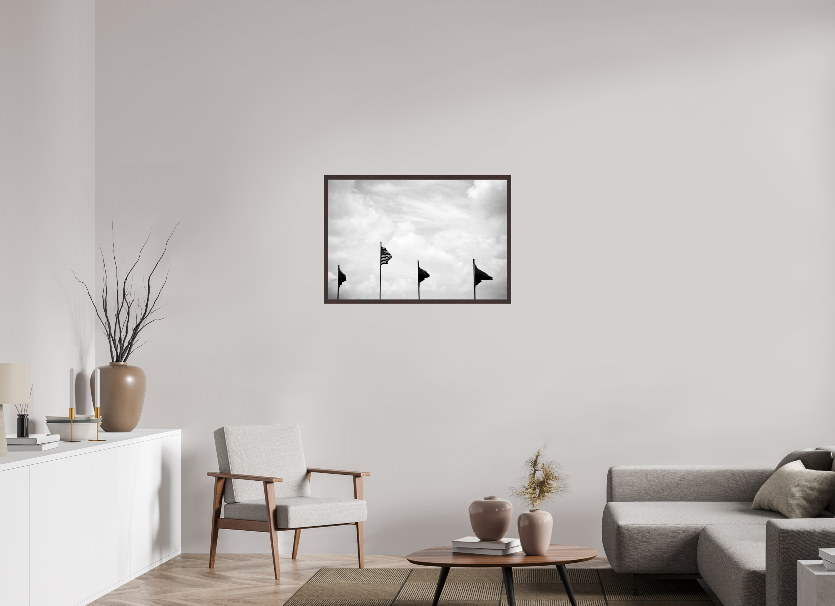 35.6 x 24″, ArtBox On Aluminum Dibond Four Flags