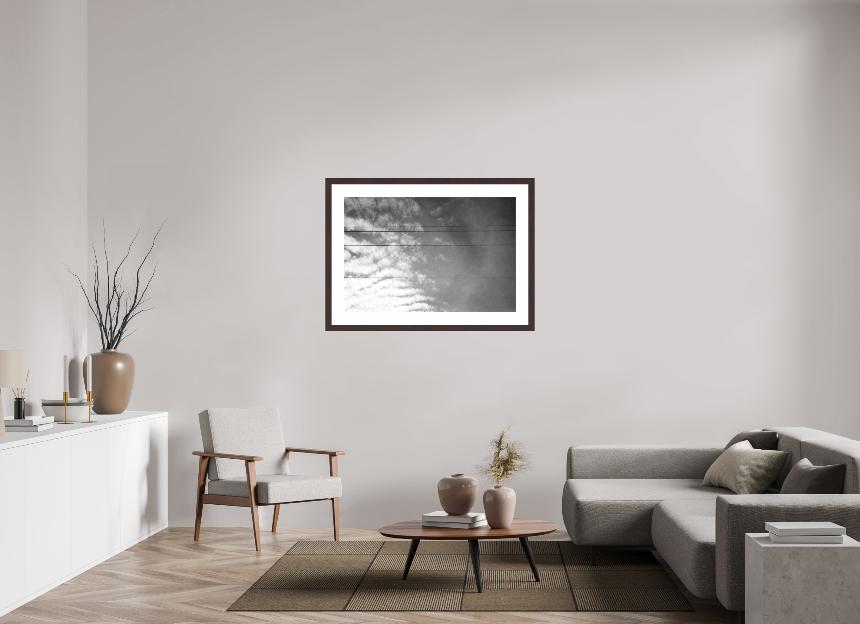 41.5 x 28″, Framed, Alder Brown, B&W Print Lines
