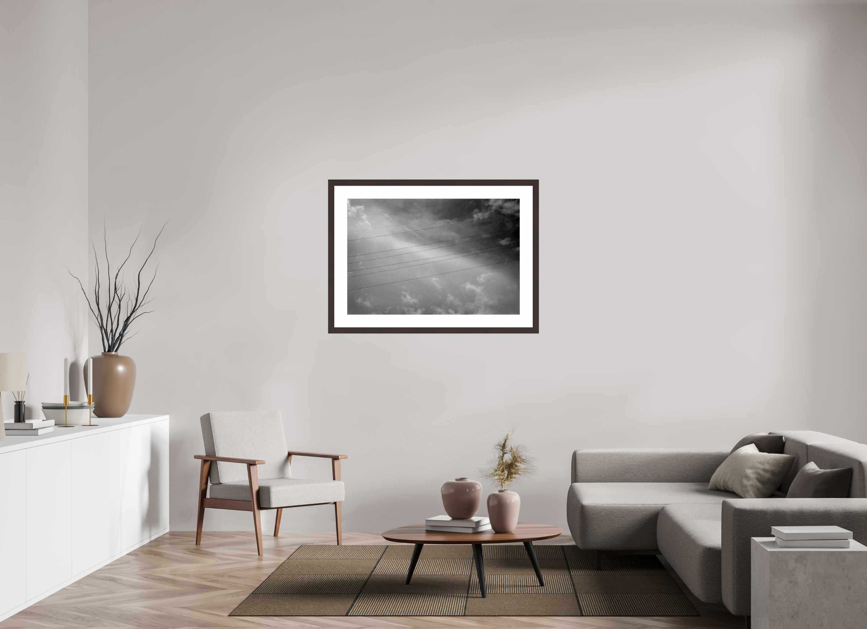 41.5 x 28″, Framed, Alder Brown, B&W Print Lines