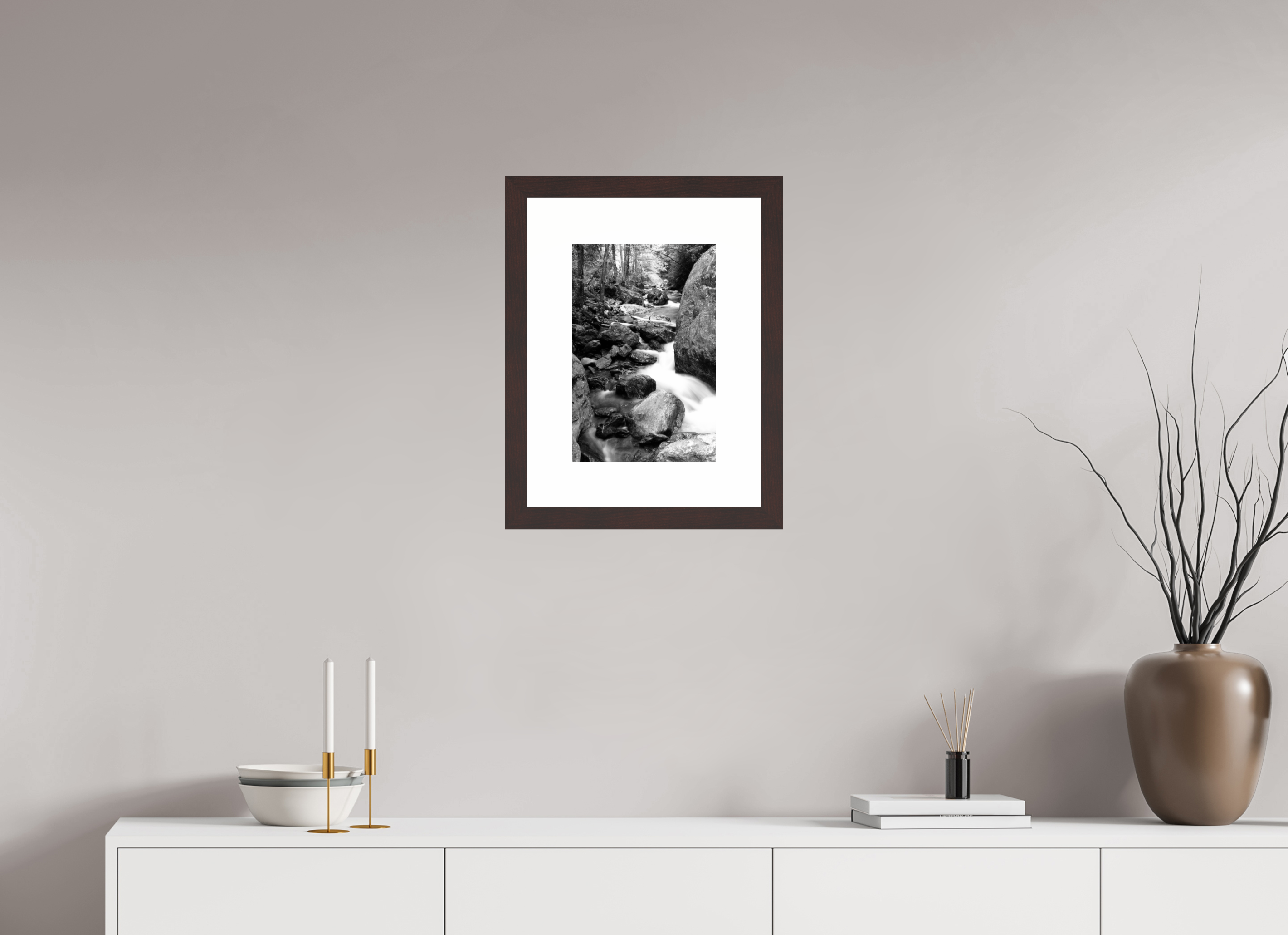 10 x 15″, Framed, Alder Brown, B&W Print Tallulah River