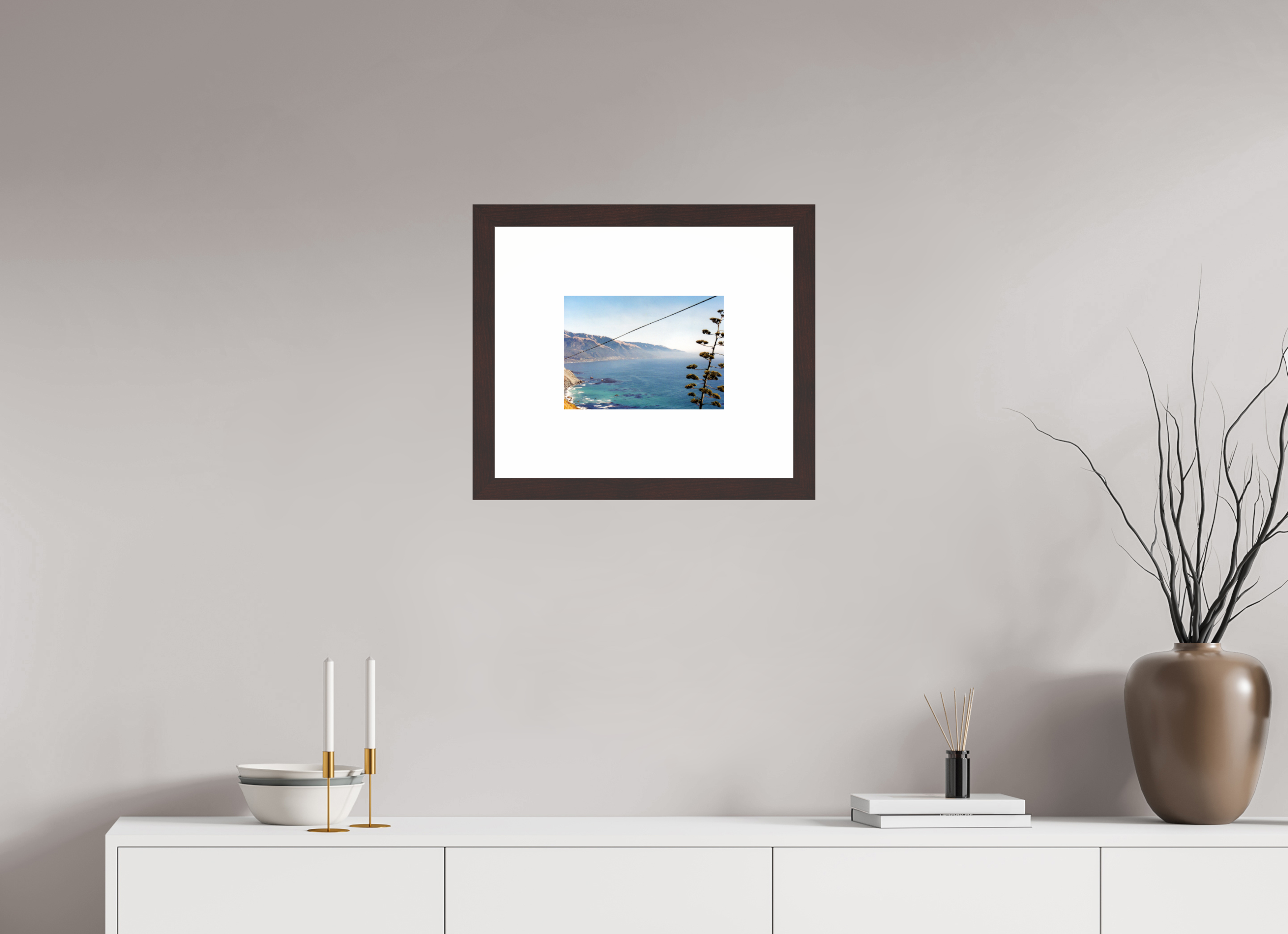 11.1 x 8″, Framed, Alder Brown, Color Print Line / California Coast