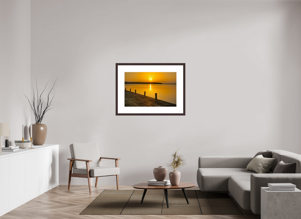 36 x 24″, Framed, Alder Brown, Color Print Boardwalk Sunrise at D'Arbonne Lake