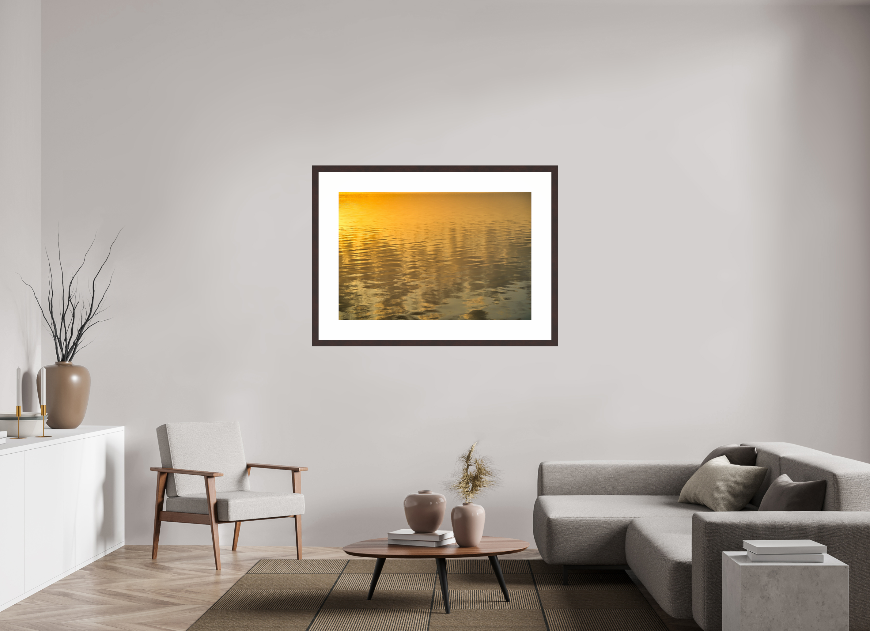 45 x 30″, Framed, Alder Brown, Color Print Sunrise Reflection