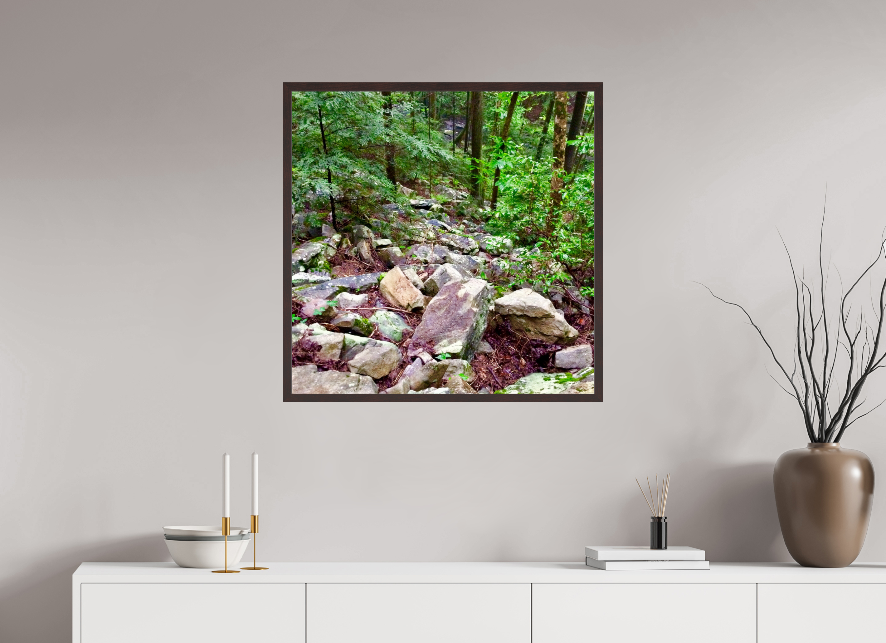 30 x 30″, ArtBox On Aluminum Dibond Rocky Hillside
