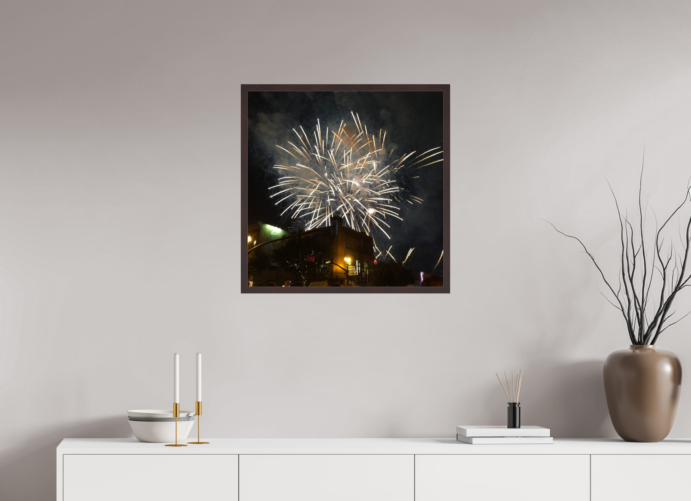 25 x 25″, ArtBox On Aluminum Dibond Fireworks