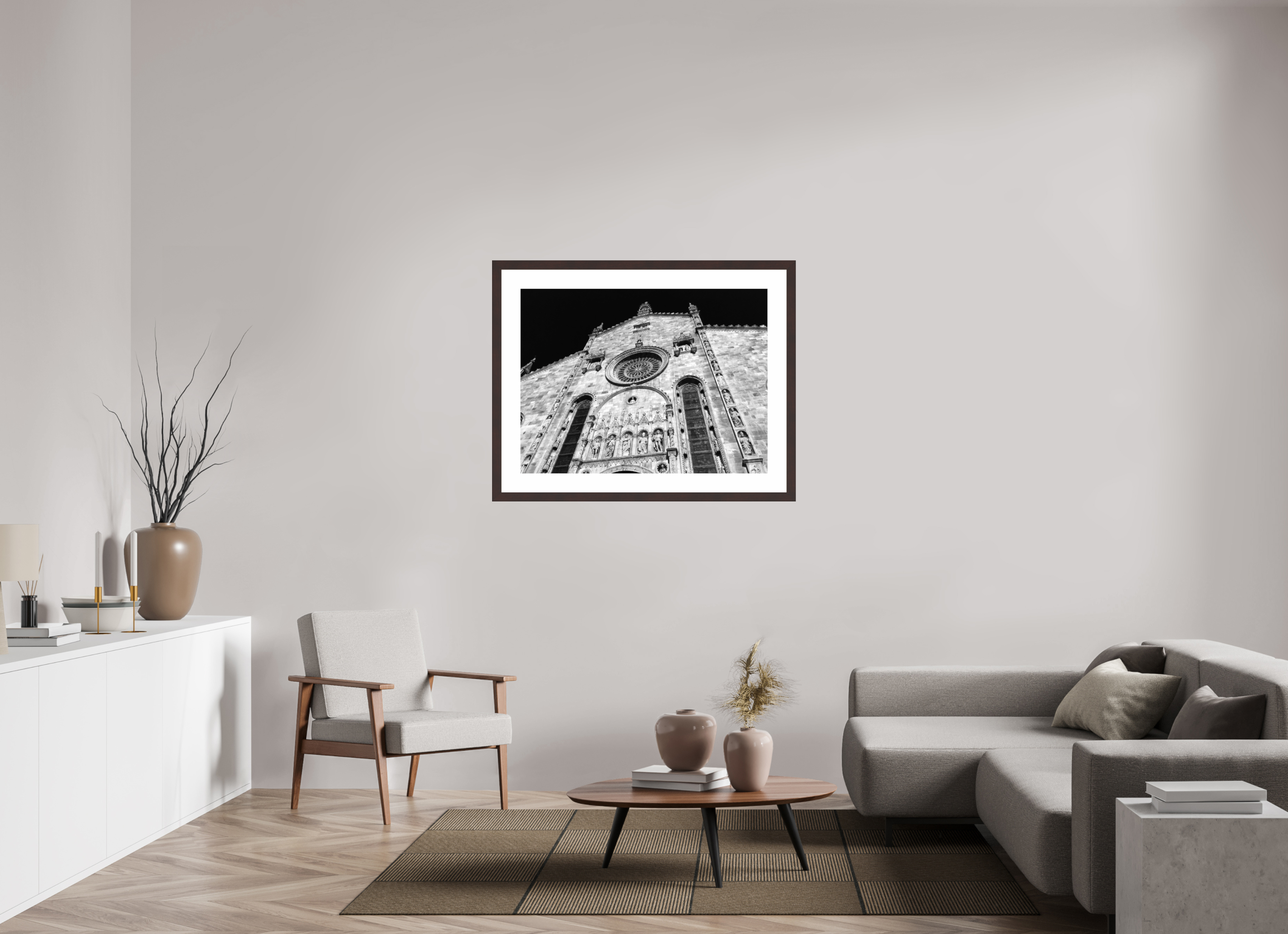 40 x 30″, Framed, Alder Brown, B&W Print Como Cathedral