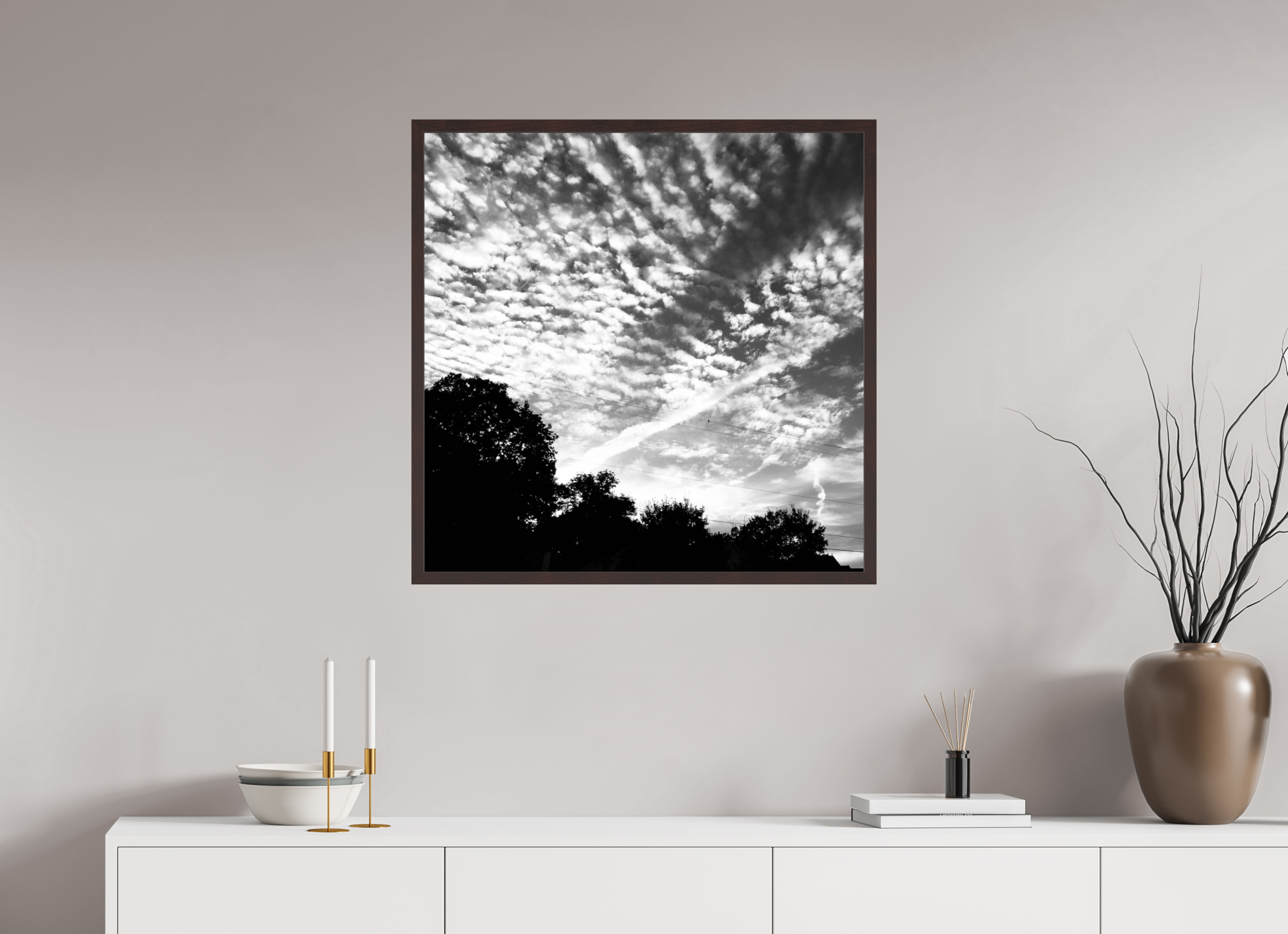 30 x 30″, ArtBox On Aluminum Dibond Bird on a Wire