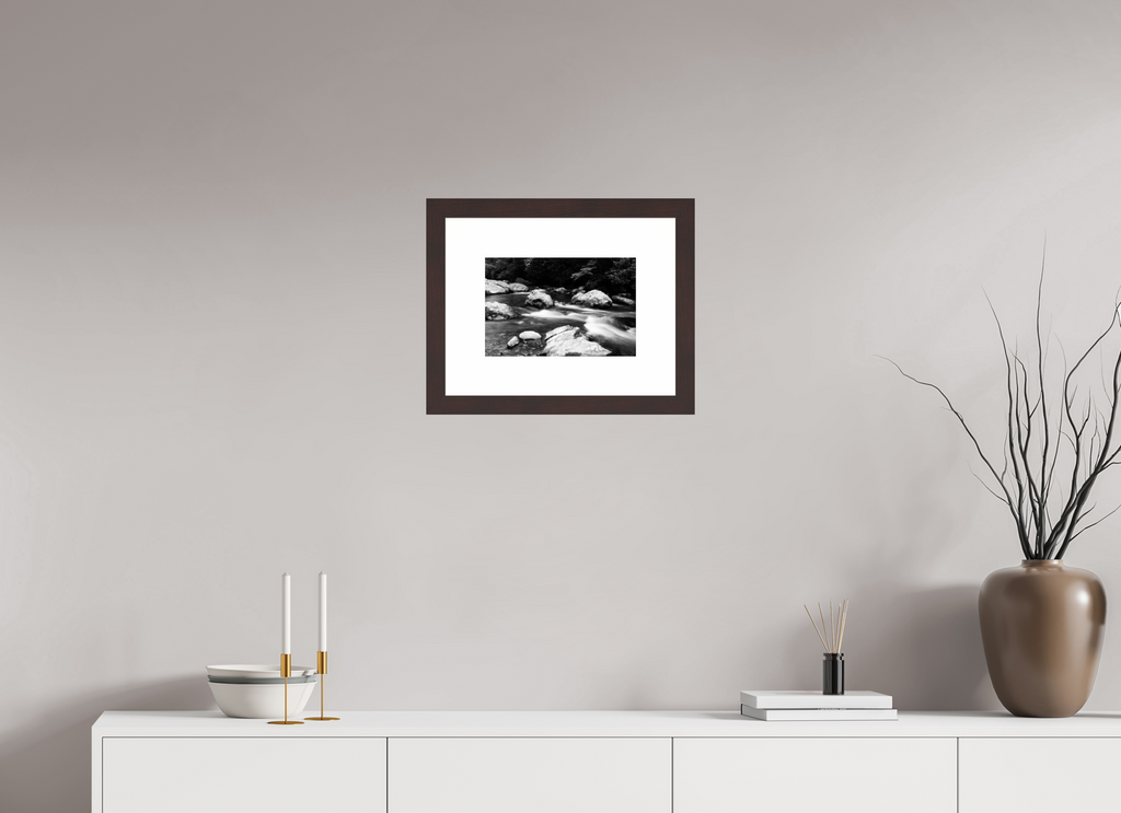 12 x 8″, Framed, Alder Brown, B&W Print Tallulah River