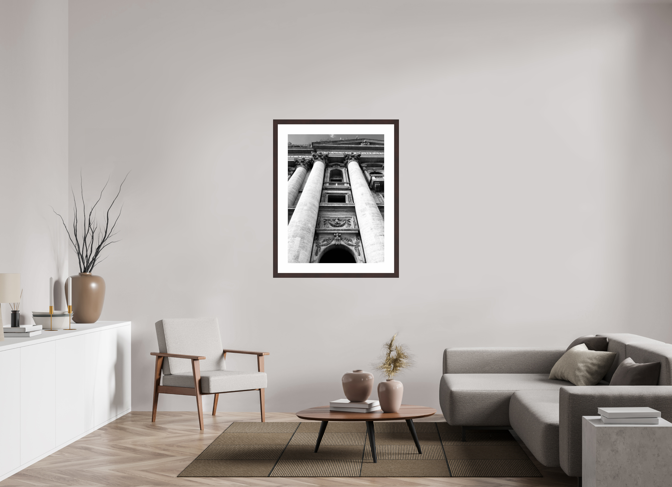 30 x 40″, Framed, Alder Brown, B&W Print St. Peter's