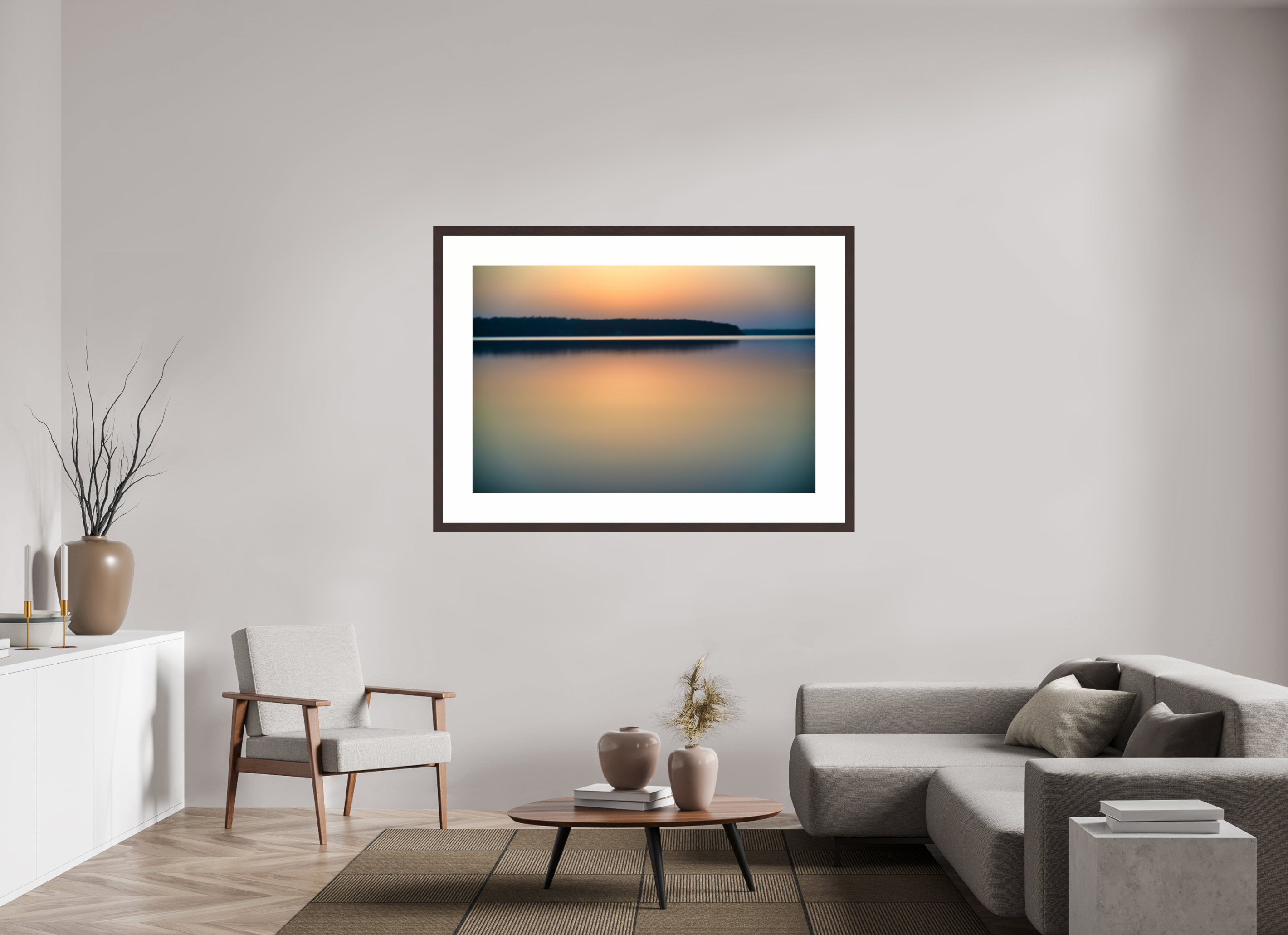 54 x 36″, Framed, Alder Brown, Color Print Sunrise, D'Arbonne Lake