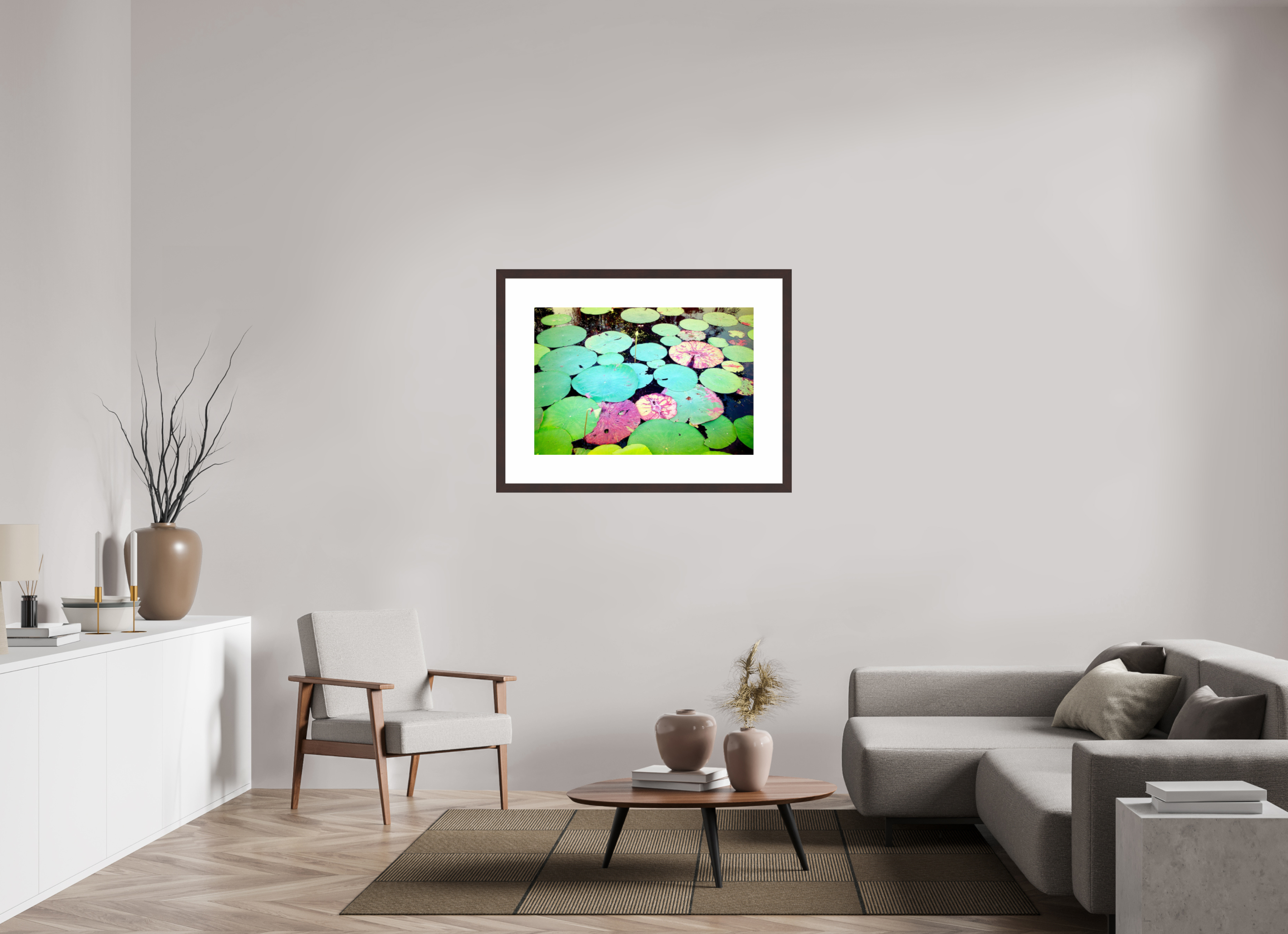 35.6 x 24″, Framed, Alder Brown, Color Print Lilly Pads