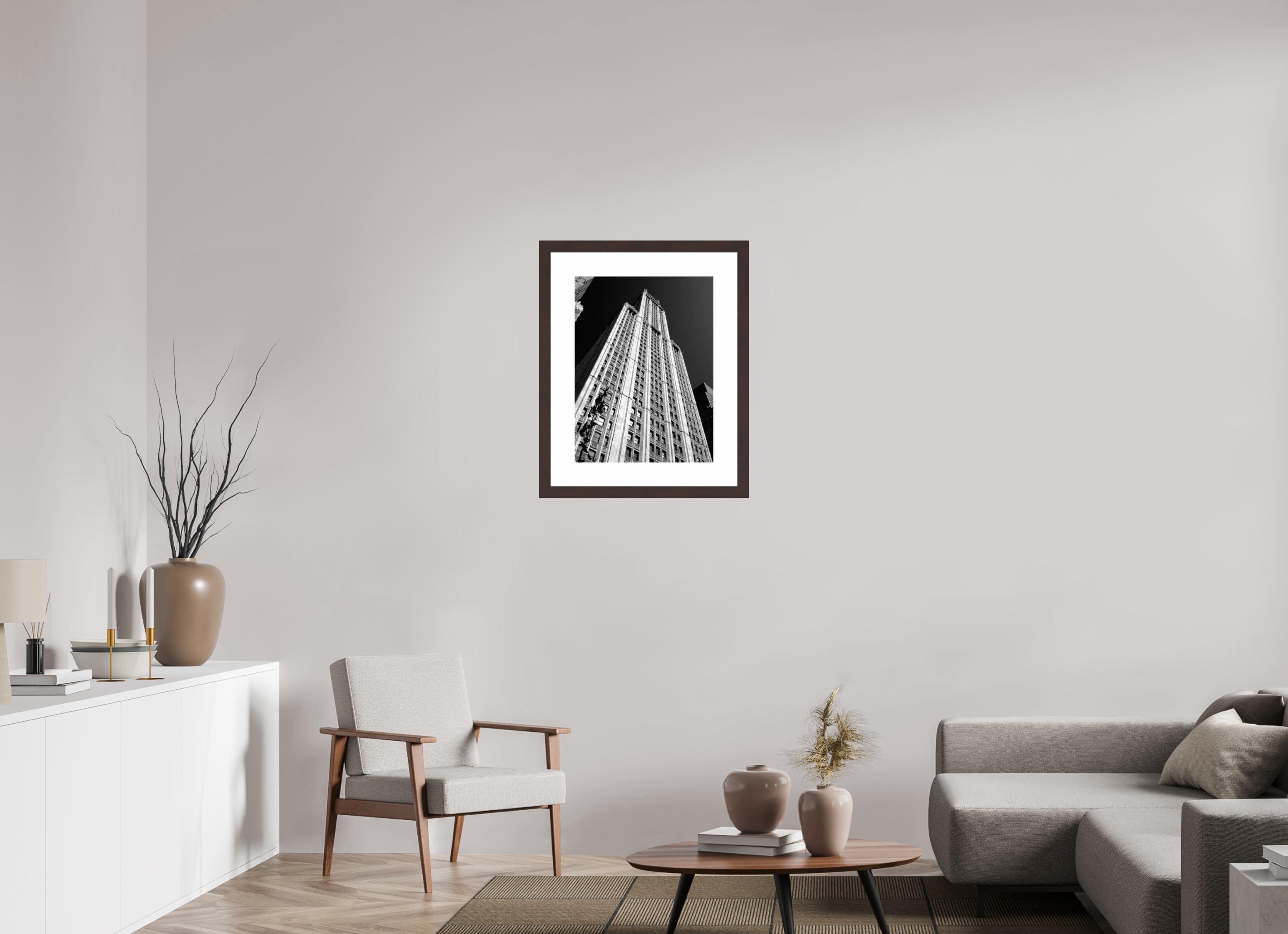 18 x 24″, Framed, Alder Brown, B&W Print Woolworth Building
