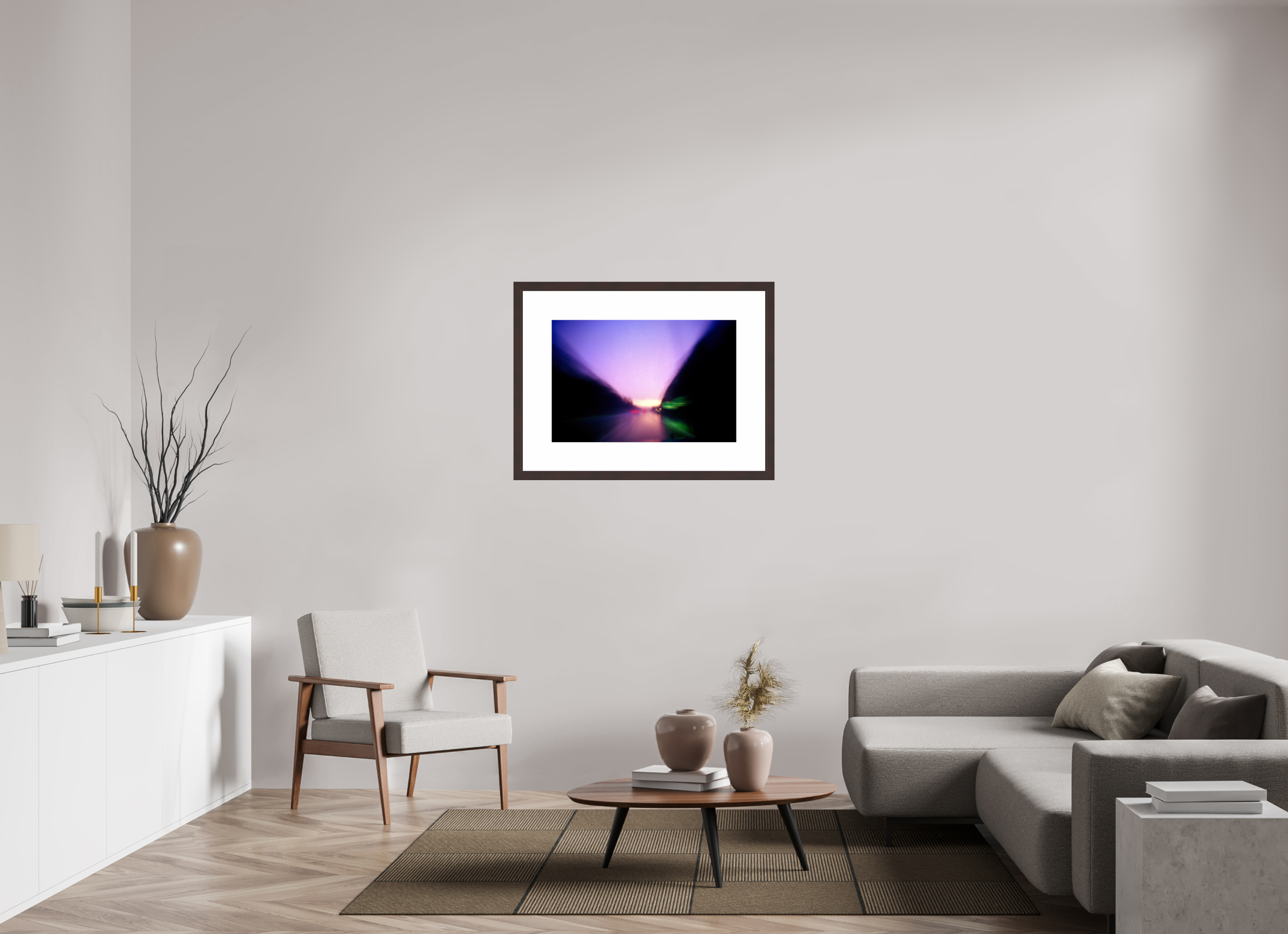 30 x 20″, Framed, Alder Brown, Color Print Highway, Dusk